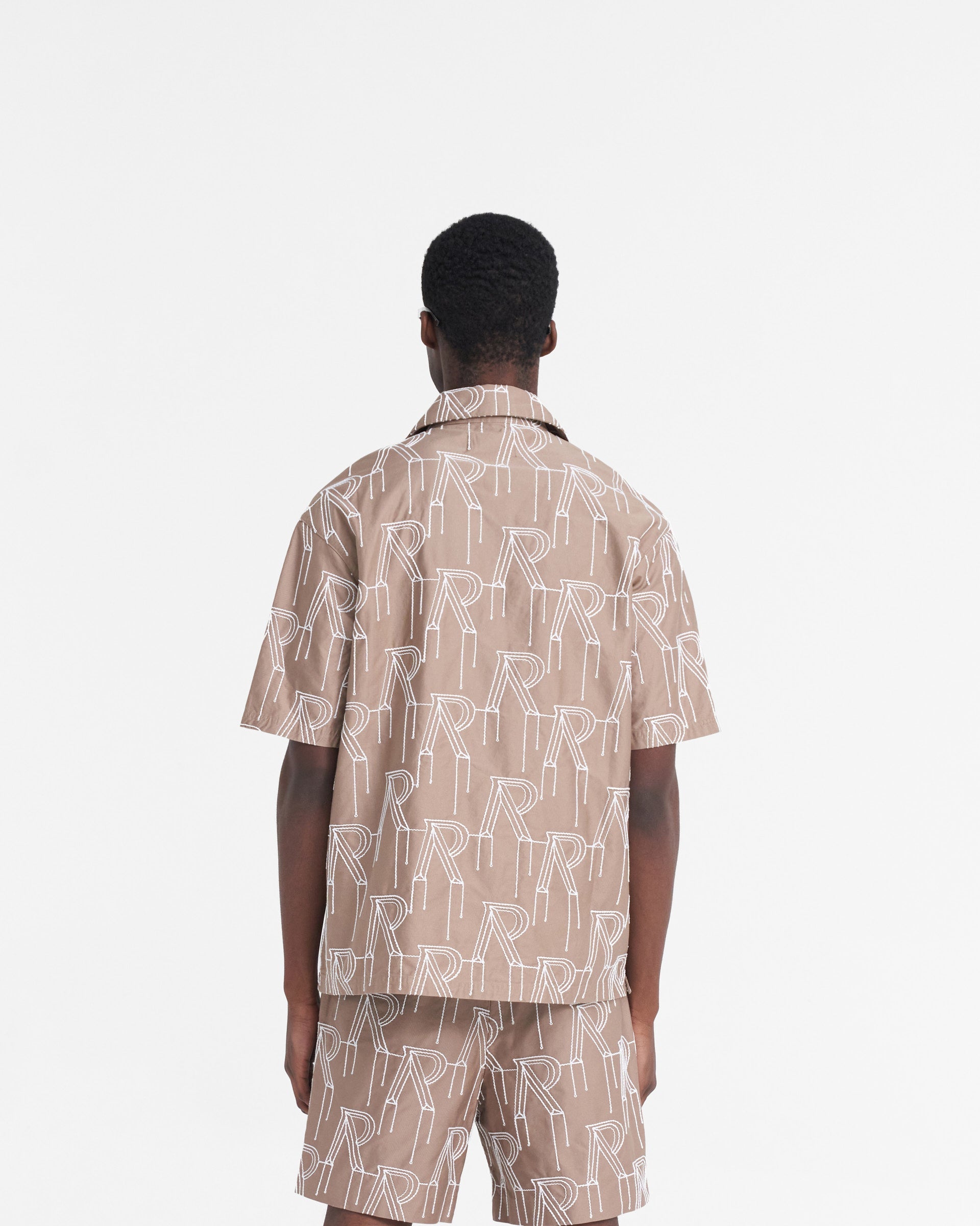 Embroidered Initial Overshirt - Taupe Lavado