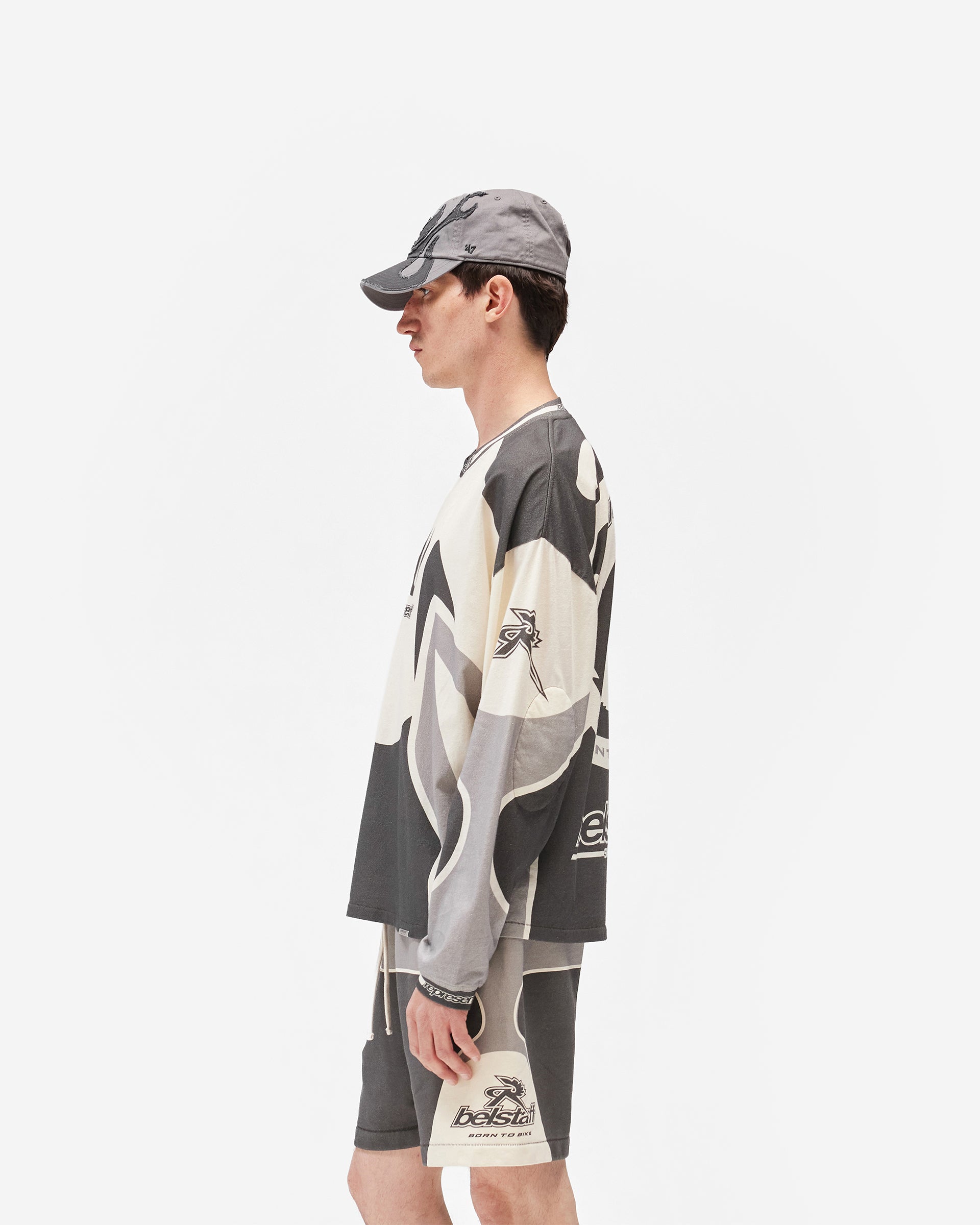 Represent X Belstaff Long Sleeve Racing T-Shirt - Dark Grey