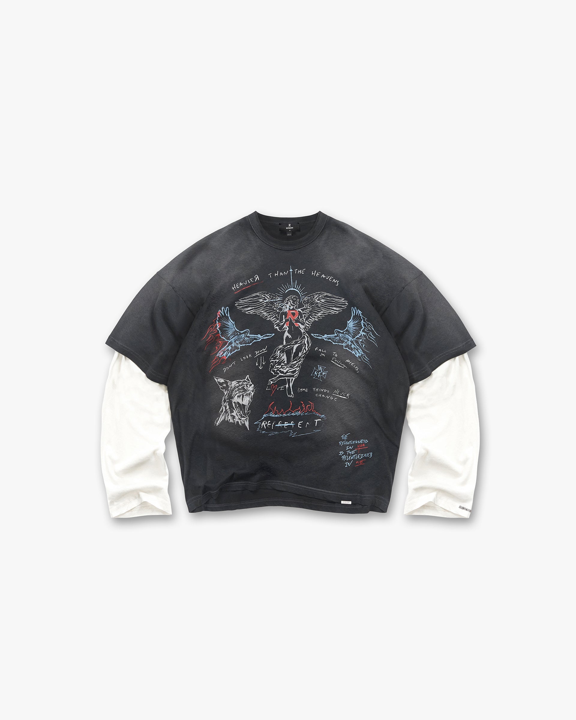 Heavier Than The Heavens Long Sleeve T-Shirt - Washed Black