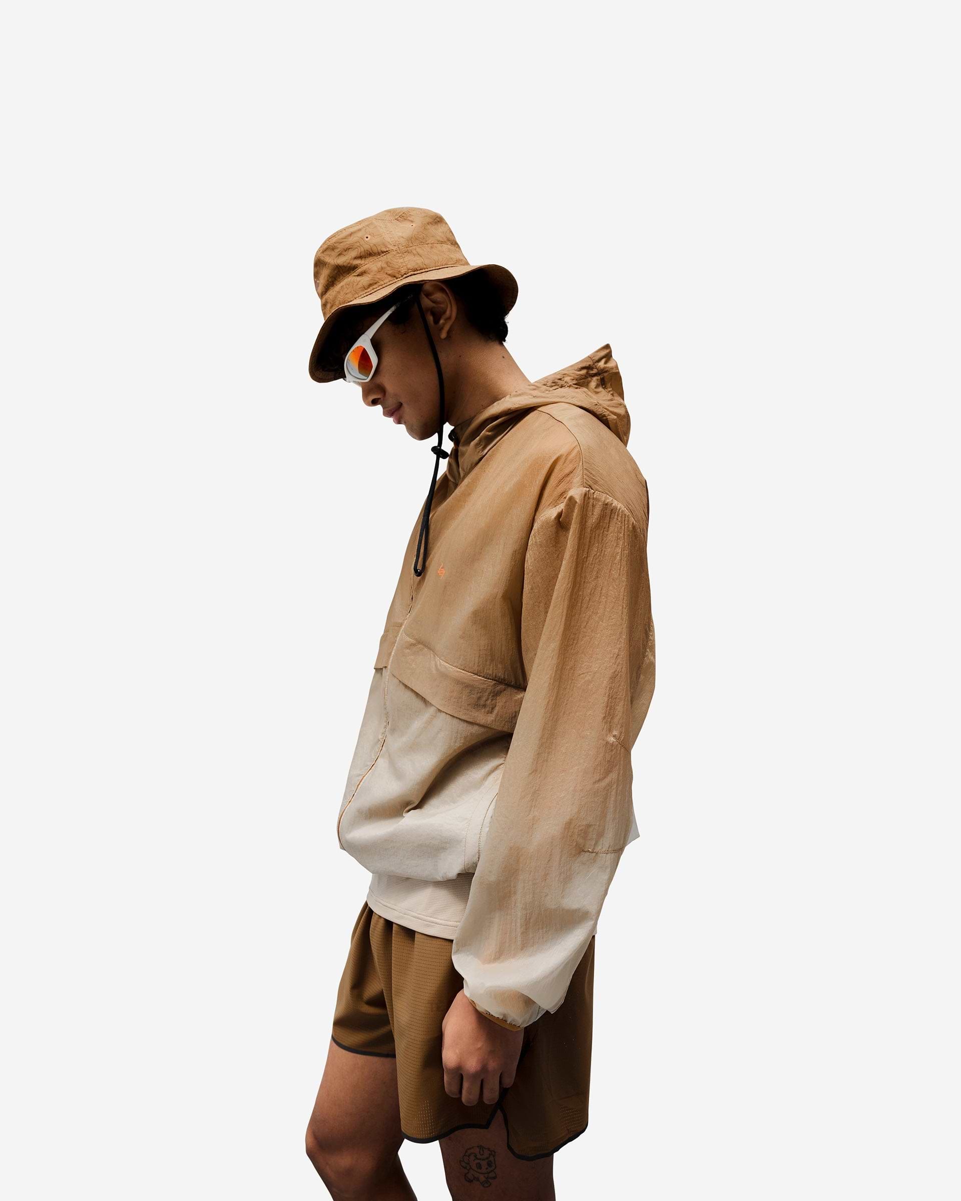 Back product image of a mens rust bucket hat on a plain white background | 247 Contour Bucket Hat in Rust | Bucket hat with adjustable bungee cord | 247 Accessories | Represent Clo