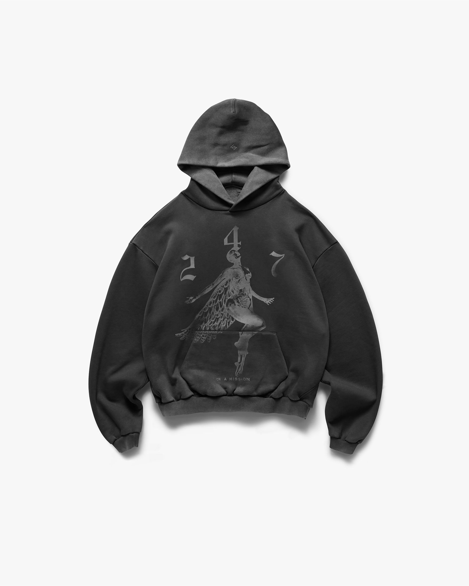 247 Fallen Angel Graphic Hoodie - Vintage Black