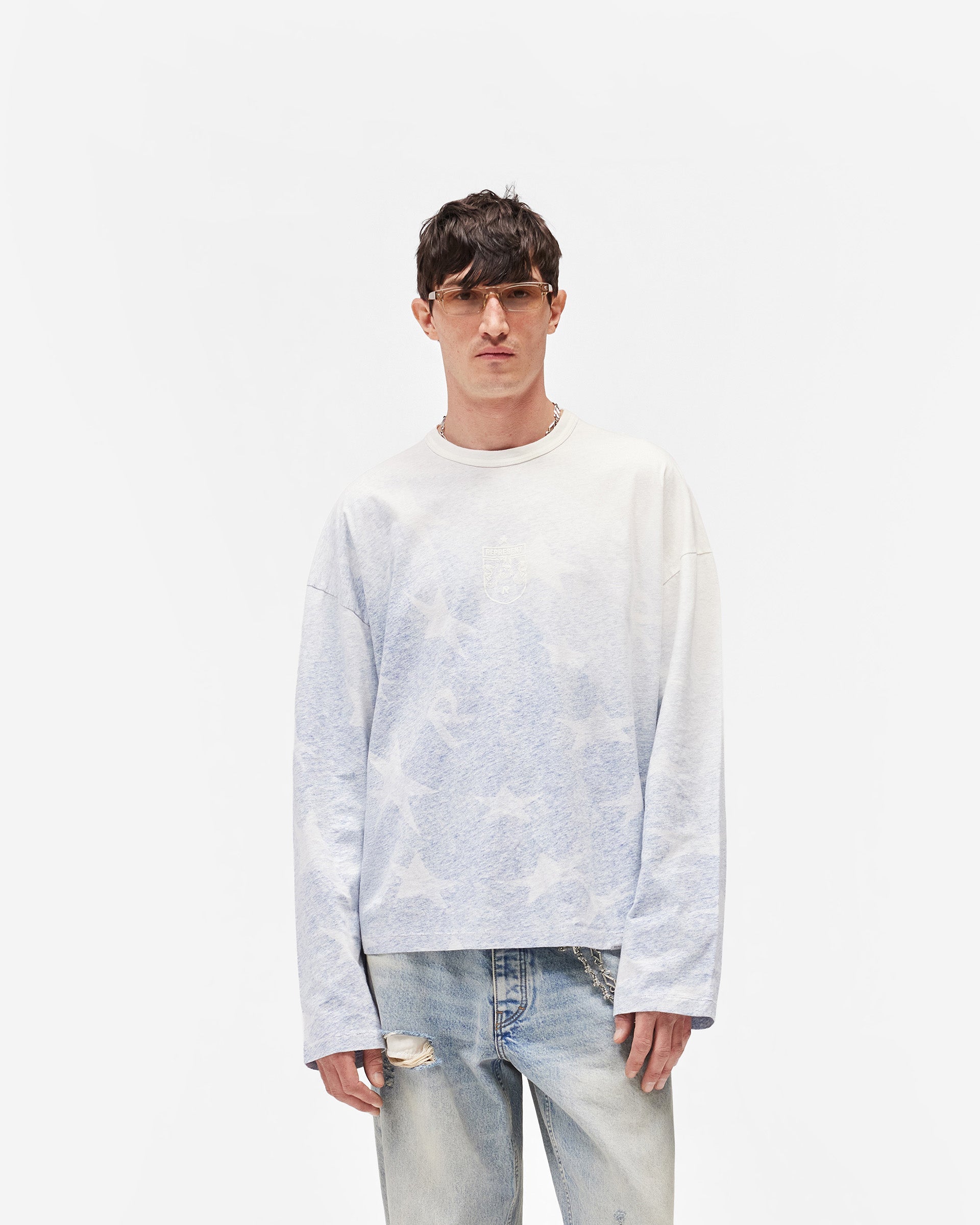 USA Long Sleeve T-Shirt - Washed Blue