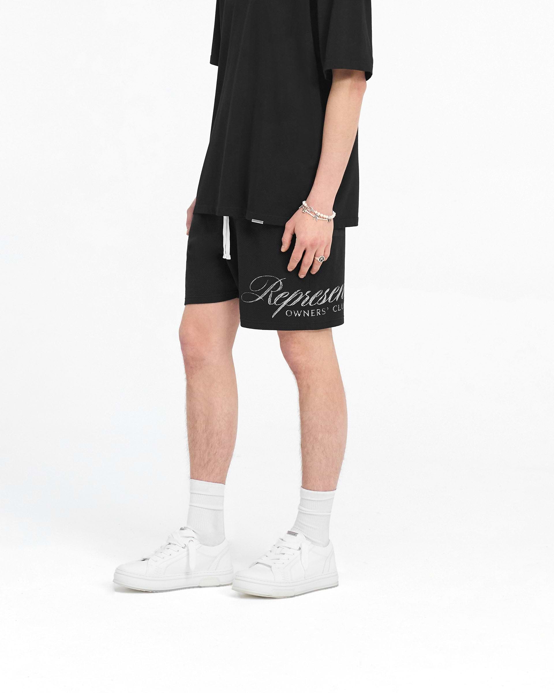 Represent Owners Club Script Mesh Shorts - Negro
