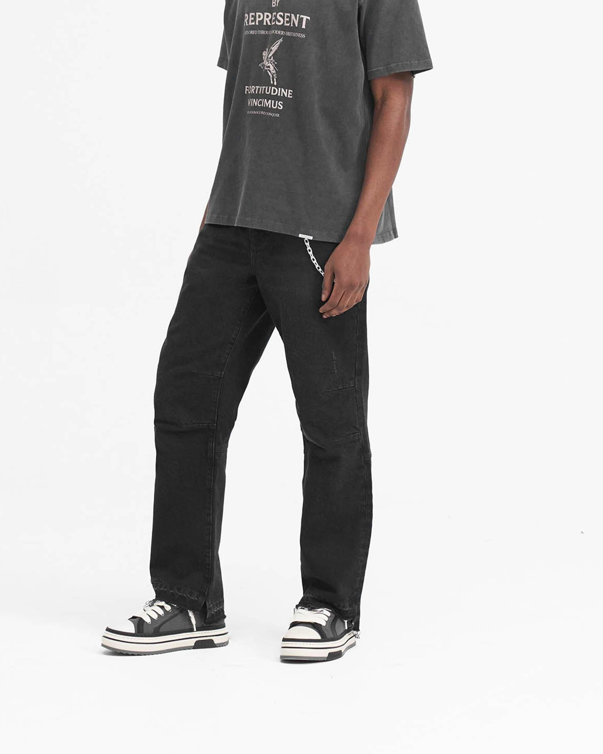 R2 Stepped Hem Denim - Negro Apagado