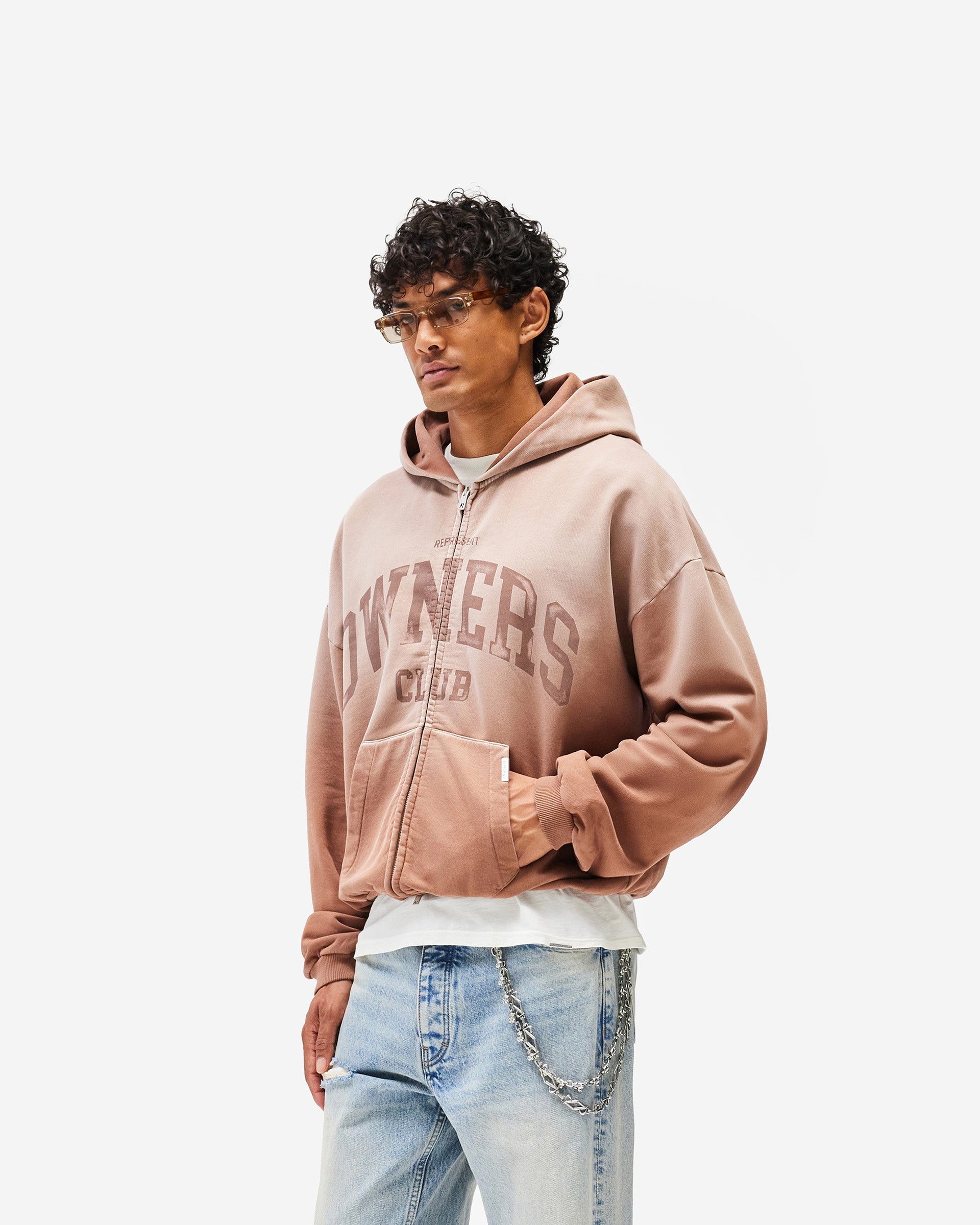 Represent Owners Club Zip Through Hoodie - Sienna