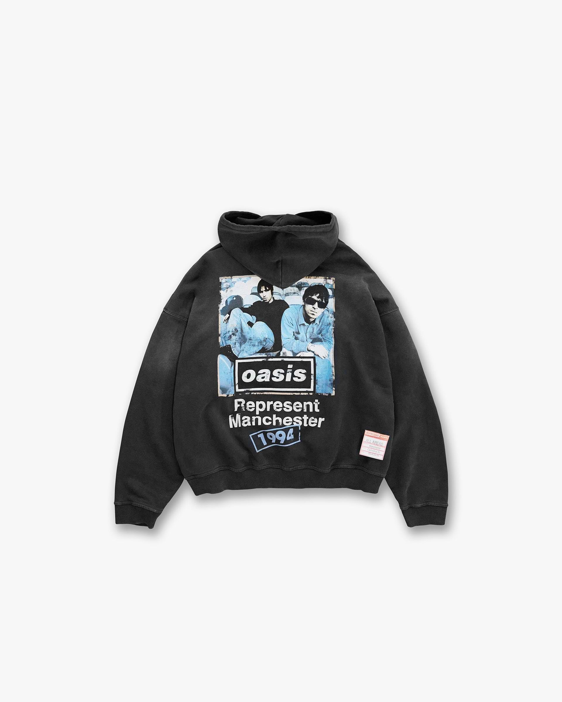 Represent X Oasis Maine Road Hoodie - Negro Lavado