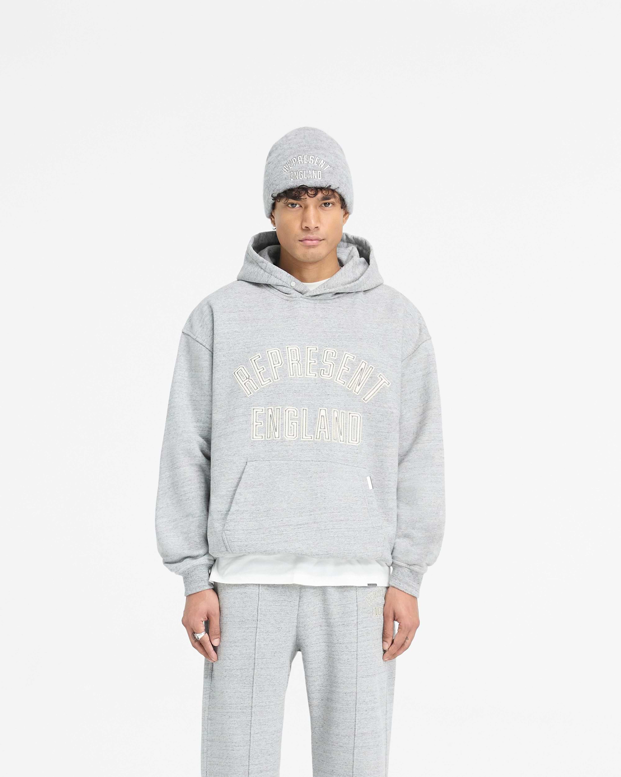 England Applique Sweat à capuche - Gris Chiné