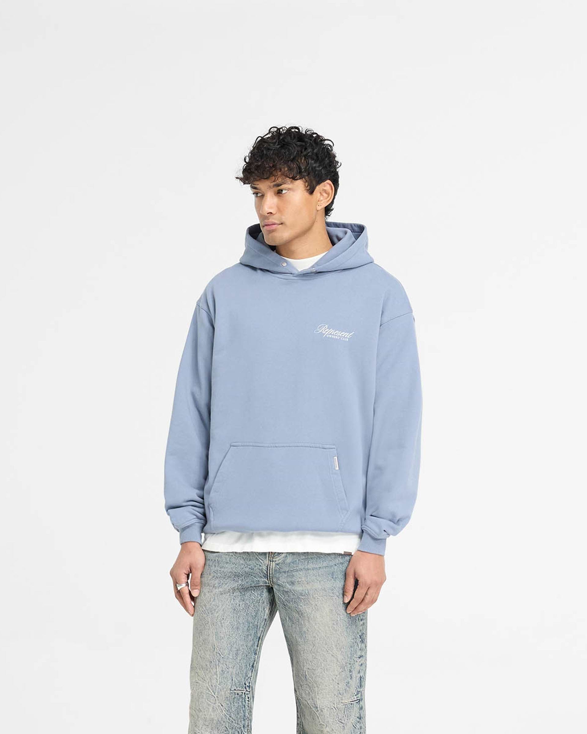Represent Owners Club Script Hoodie - Bleu Poussiéreux