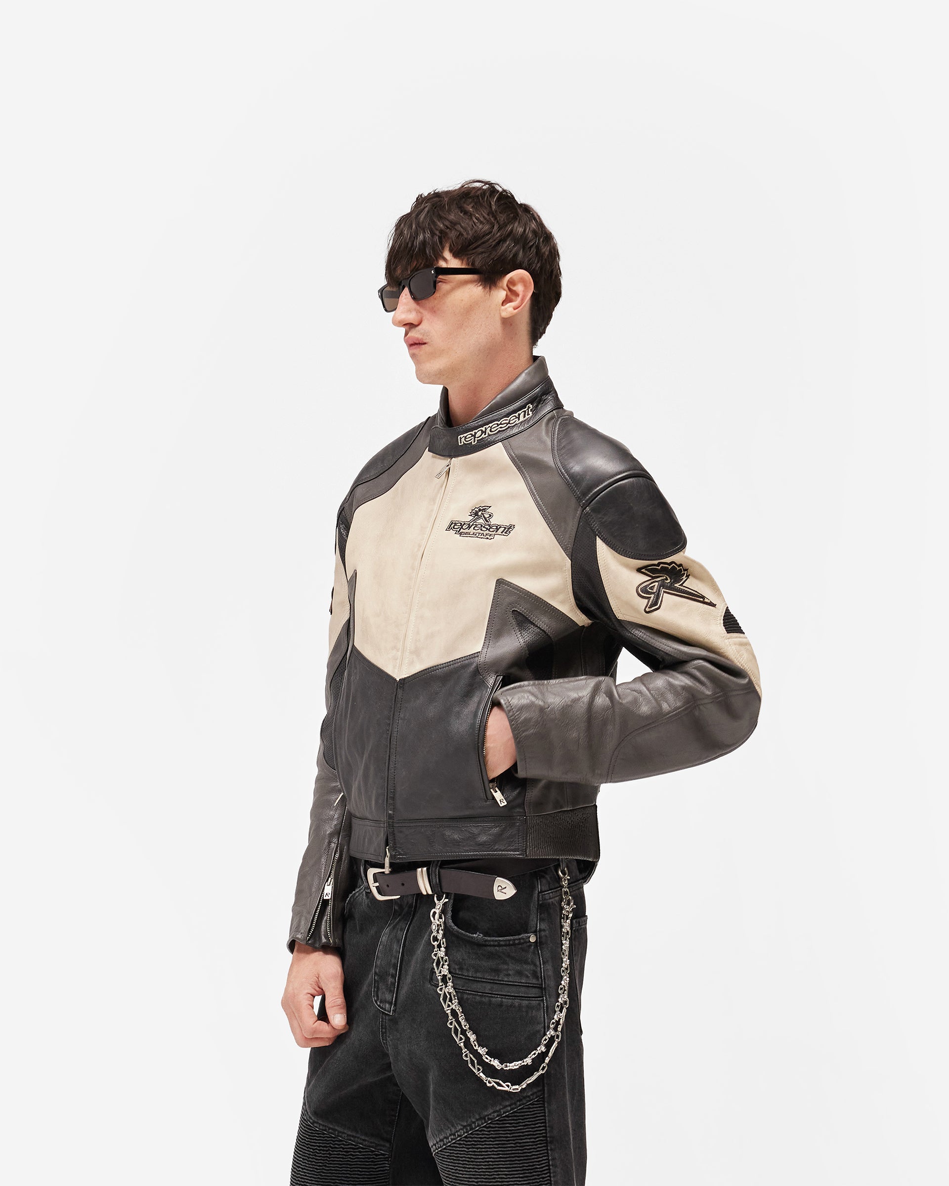 Represent X Belstaff Leather Race Jacket - Black