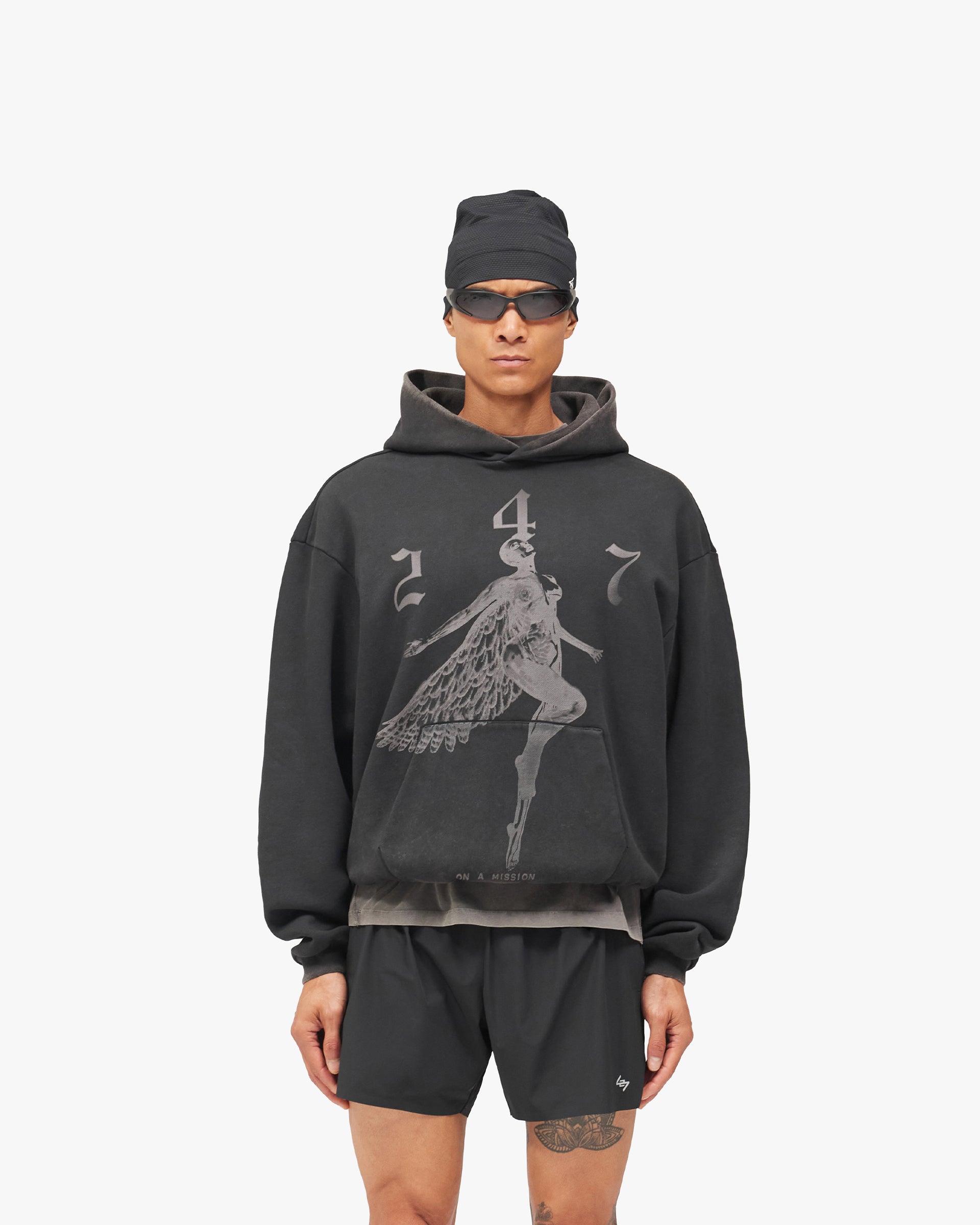 247 Fallen Angel Graphic Hoodie - Vintage Black