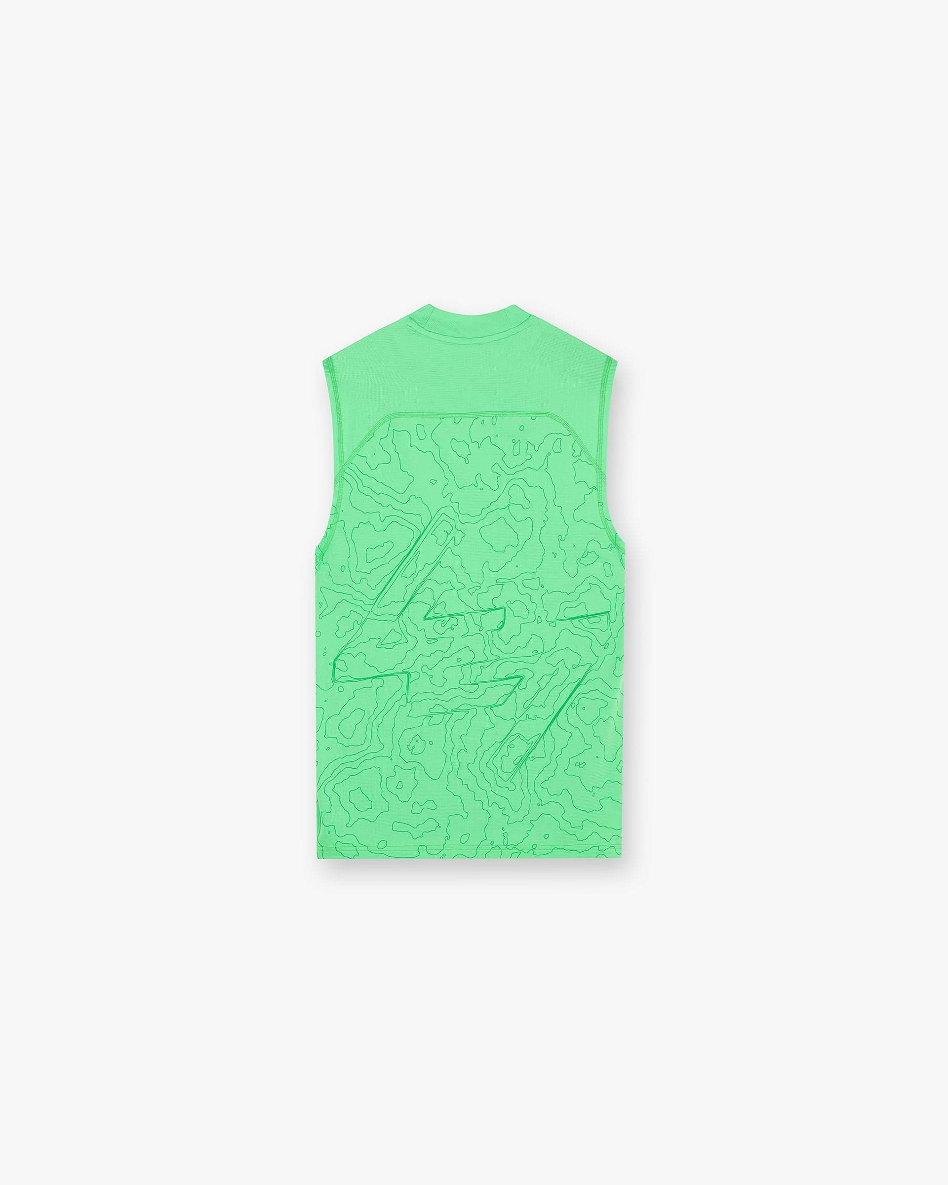 Front product image of a mens green tank on a plain white background | 247 Contour Run Tank in Speed Green | Performance tank for activewear | 247 T-Shirts | Represent Clo