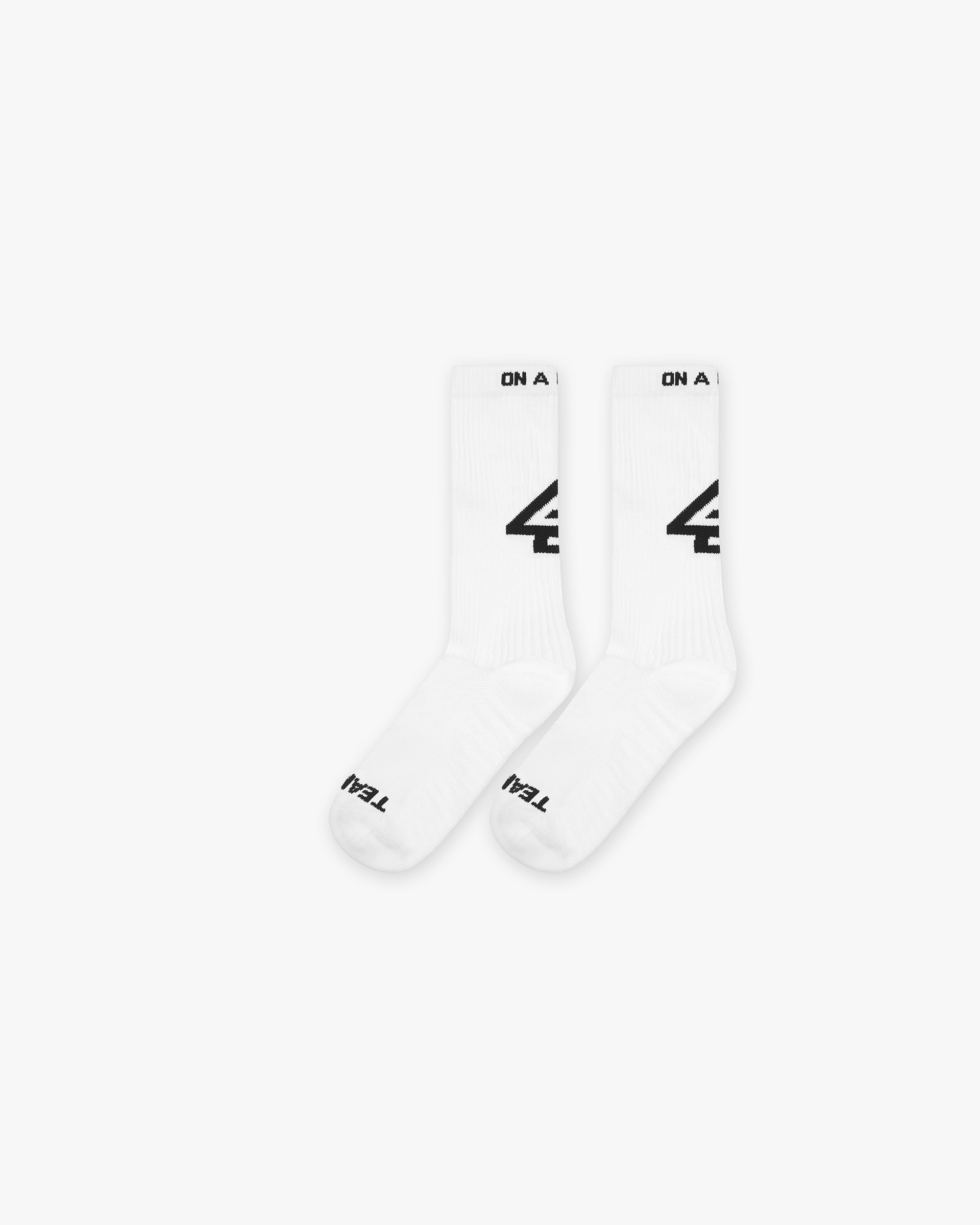 Back product image of mens white socks on a plain white background | 247 Logo Socks in White | Training socks with 247 logo | 247 Accessories | Represent Clo