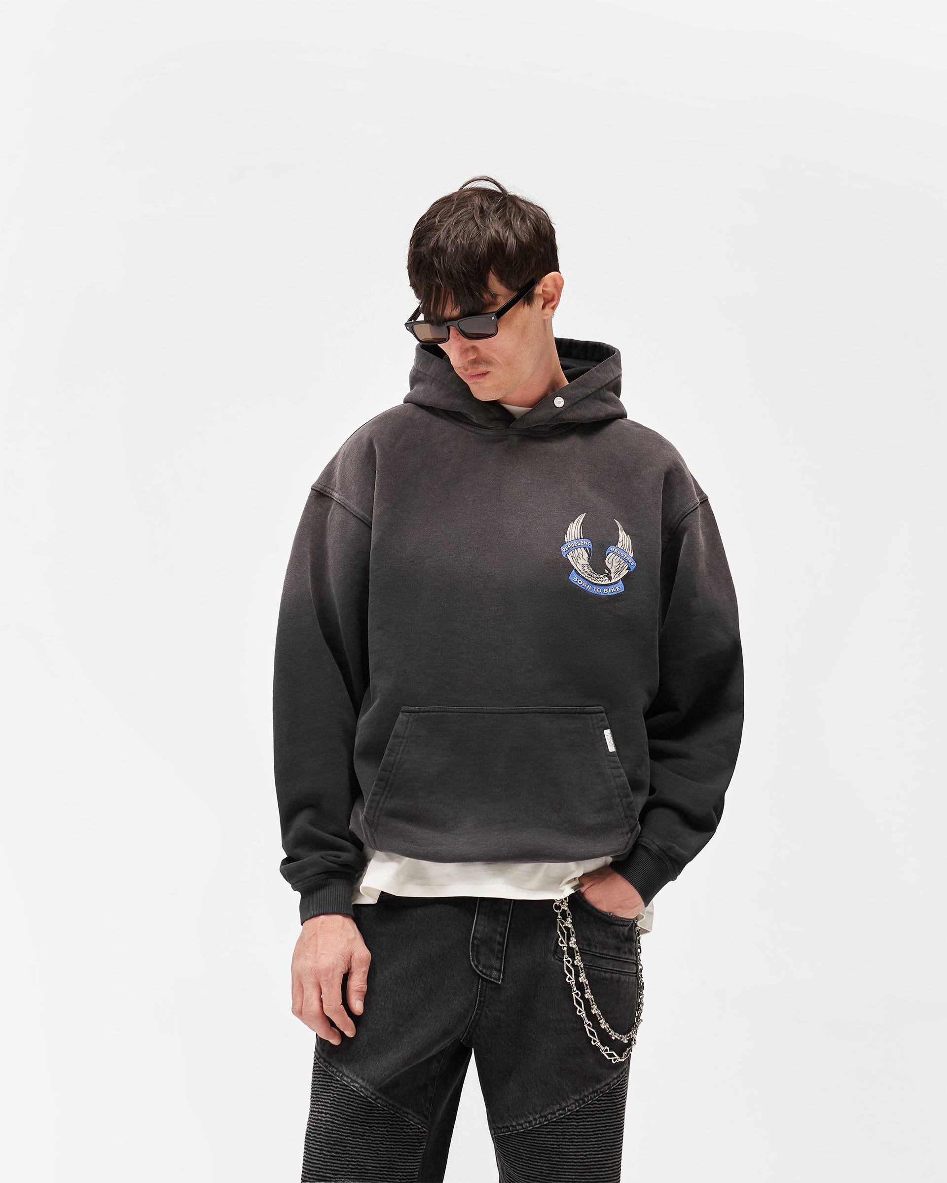 Represent X Belstaff Born To Bike Hoodie - Aged Black