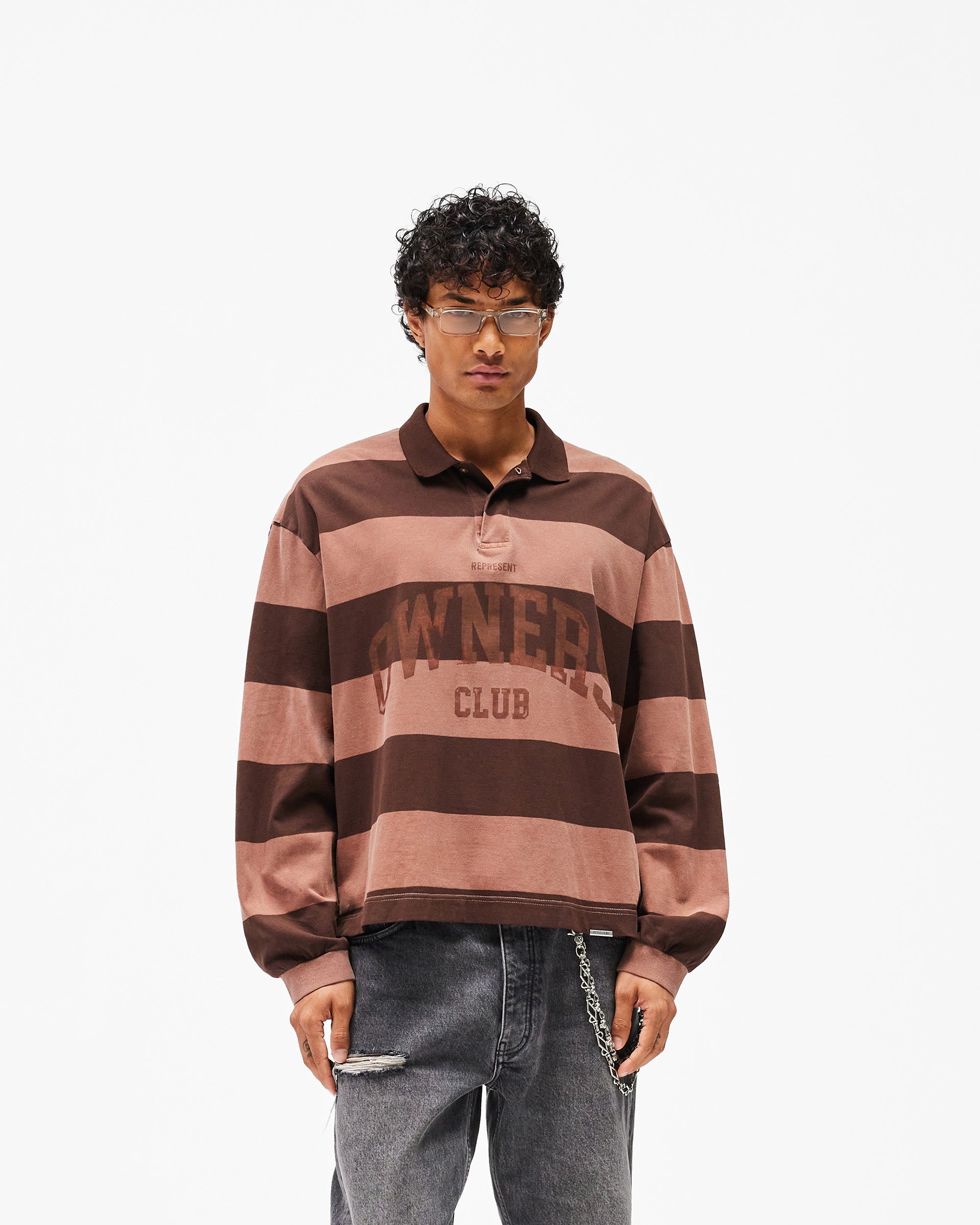 Represent Owners Club Stripe Rugby Polo - Sienna