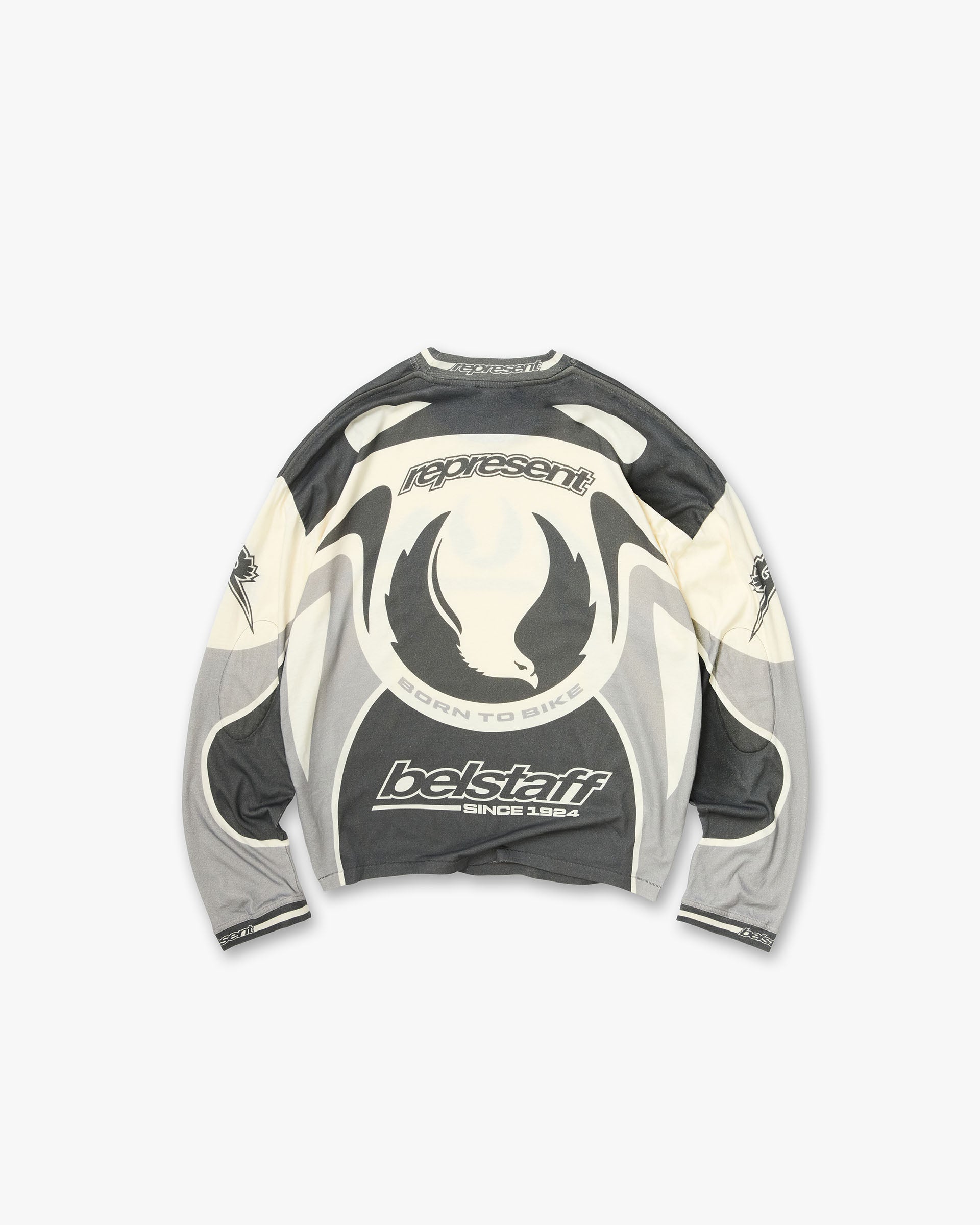 Represent X Belstaff Long Sleeve Racing T-Shirt - Dark Grey