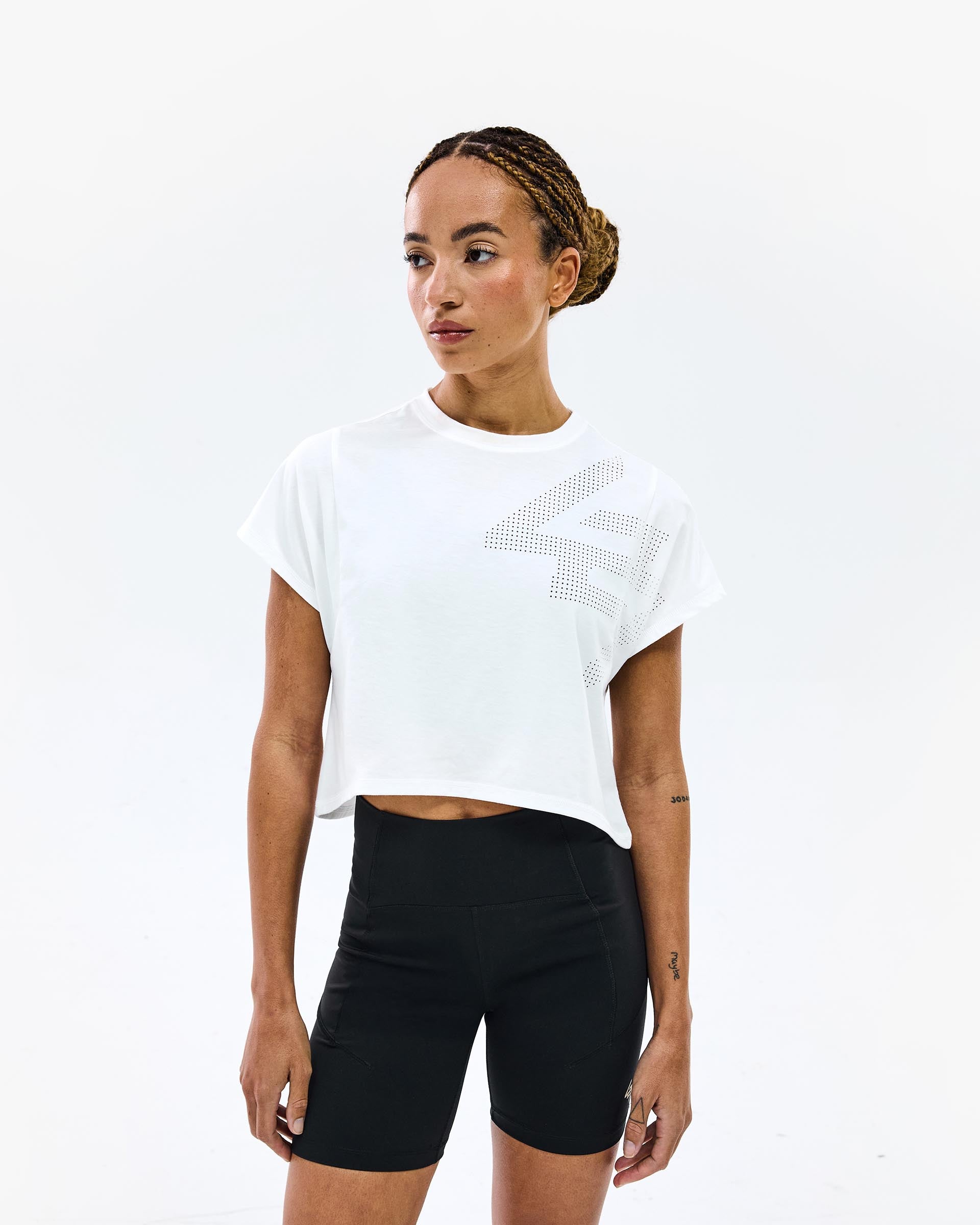 247 Perforated Cropped Training T-Shirt - White