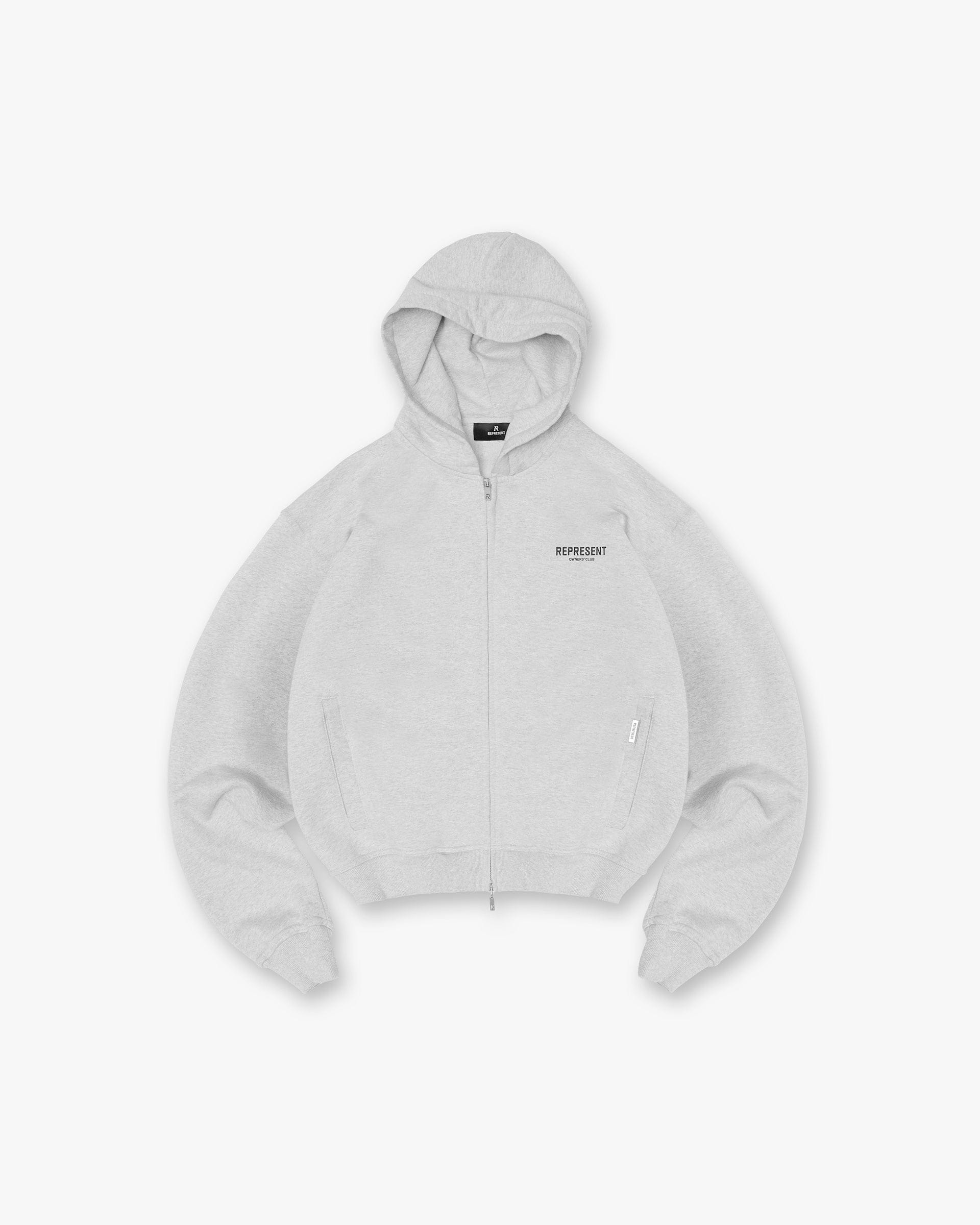 Sweat à capuche zippé Represent Owners Club - Gris cendré
