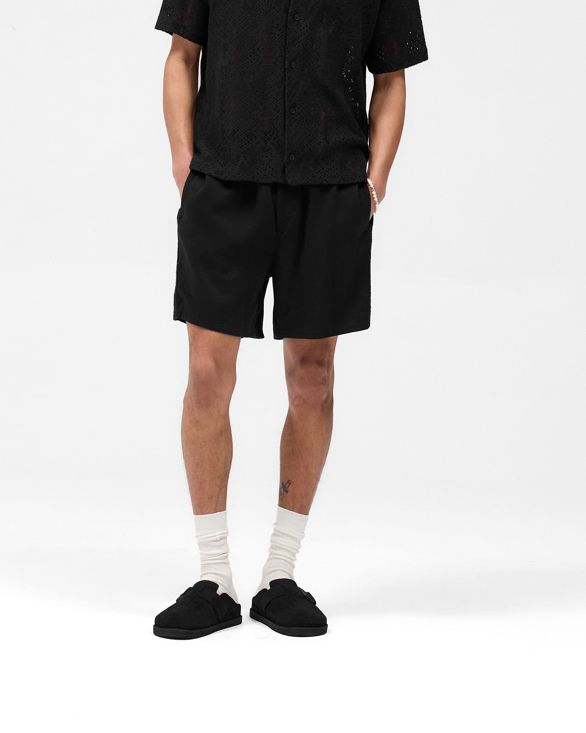 Knitted Panel Short - Schwarz