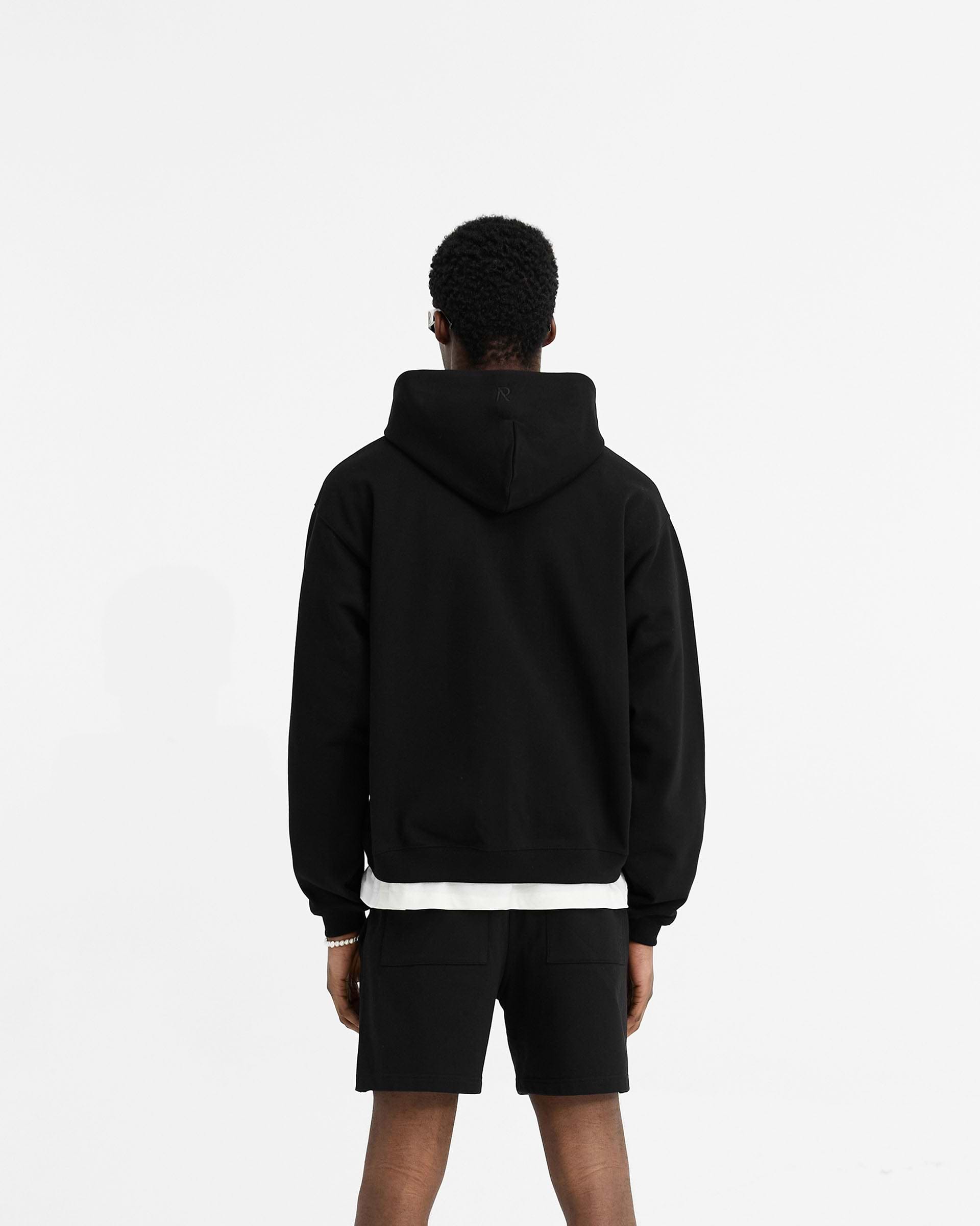 Sweat à capuche zippé surdimensionné Initial - Noir