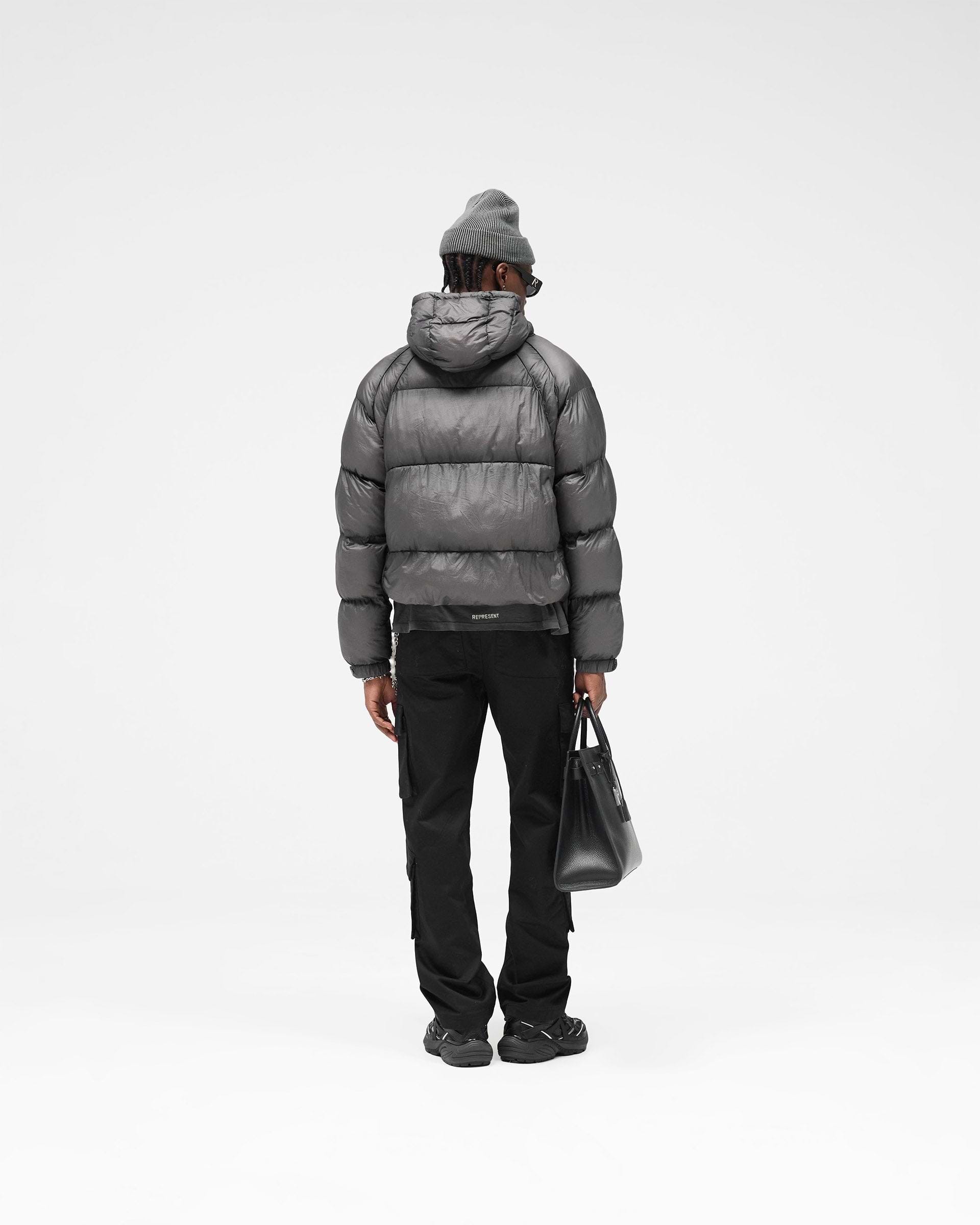 Translucent Hooded Puffer - Washed Black