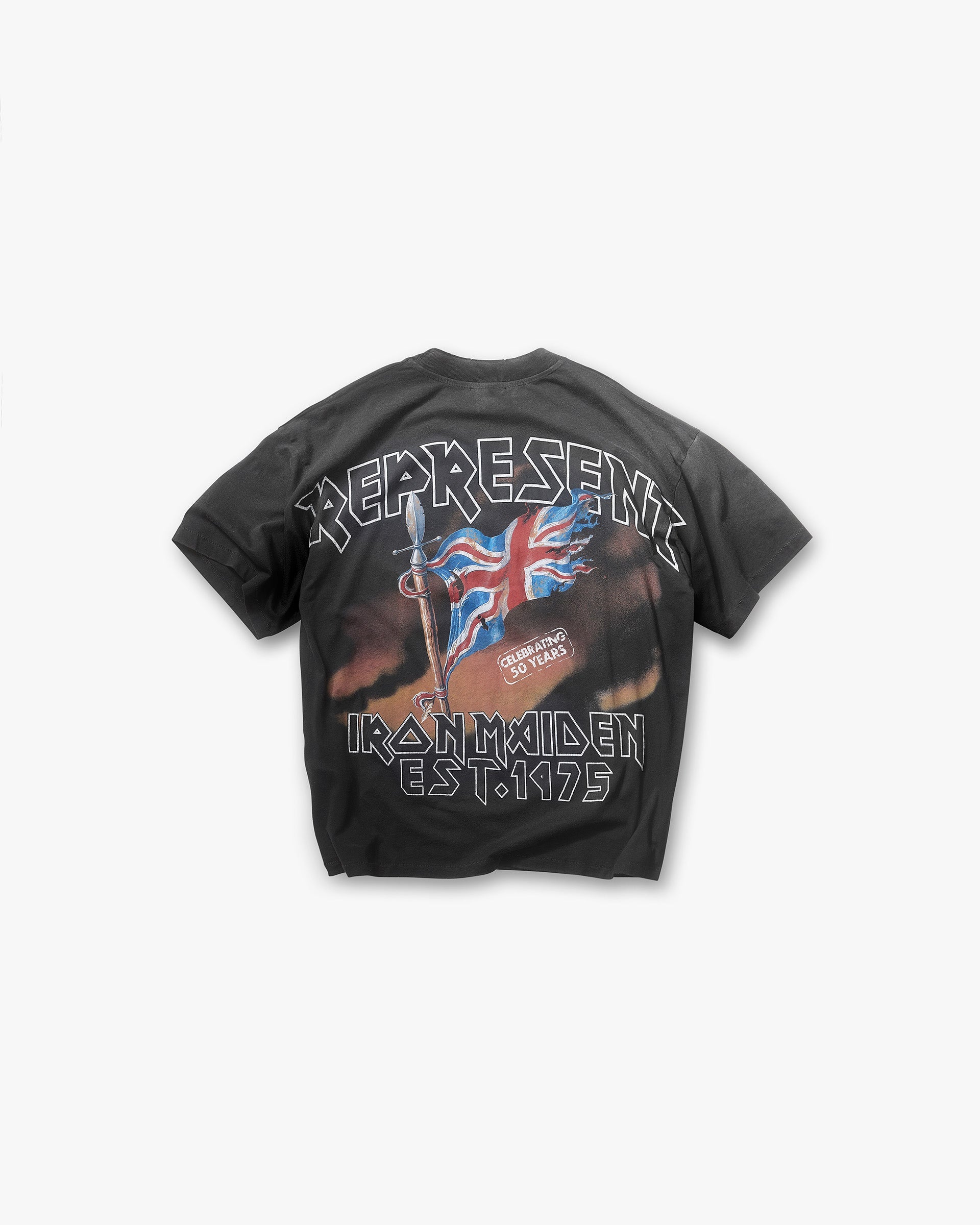Represent X Iron Maiden Steed T-Shirt - Negro Desteñido