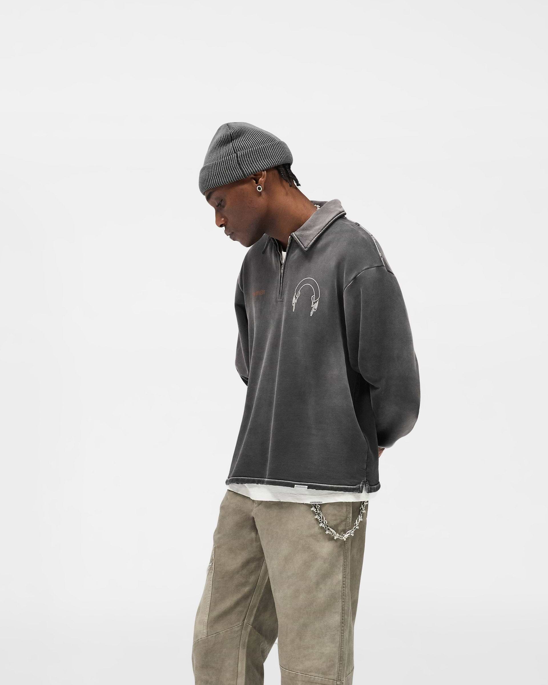 Represent Banner Quarter Zip Sweatshirt - Stained Black