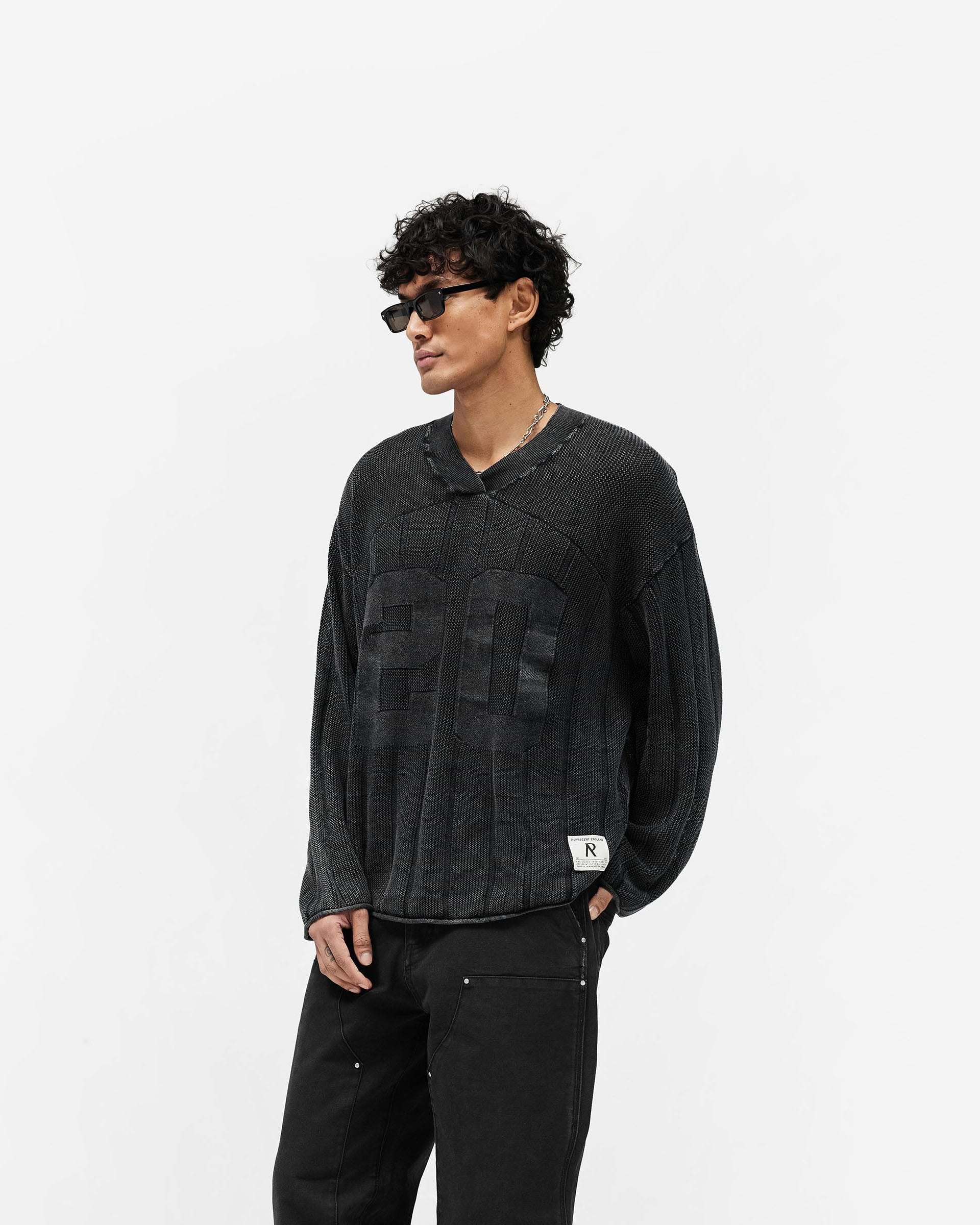 Knitted Varsity Long Sleeve Jersey - Vintage Grey