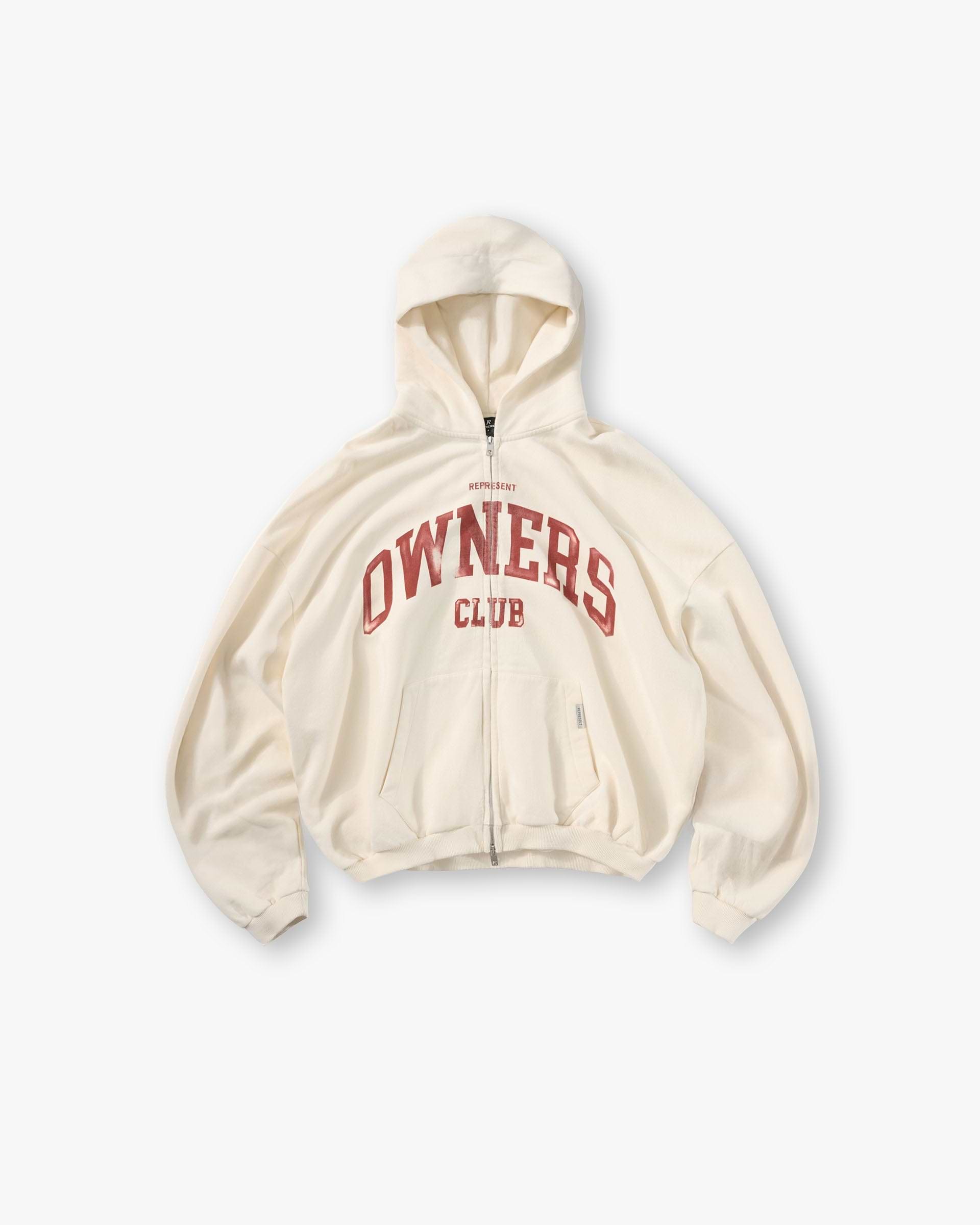 Represent Owners Club Zip Through Hoodie - Buttercream