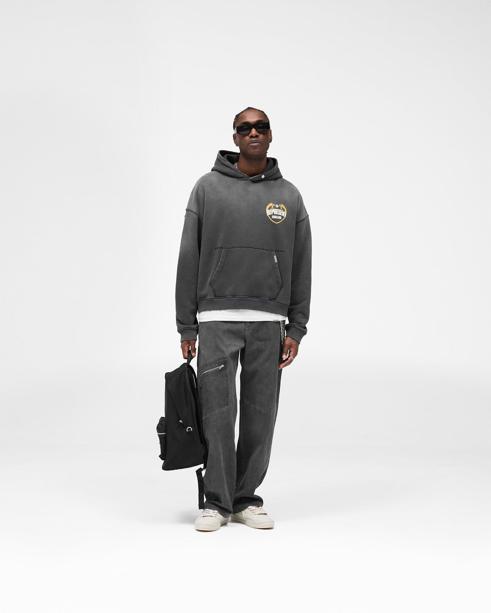 Represent Angel Border Hoodie - Stained Black