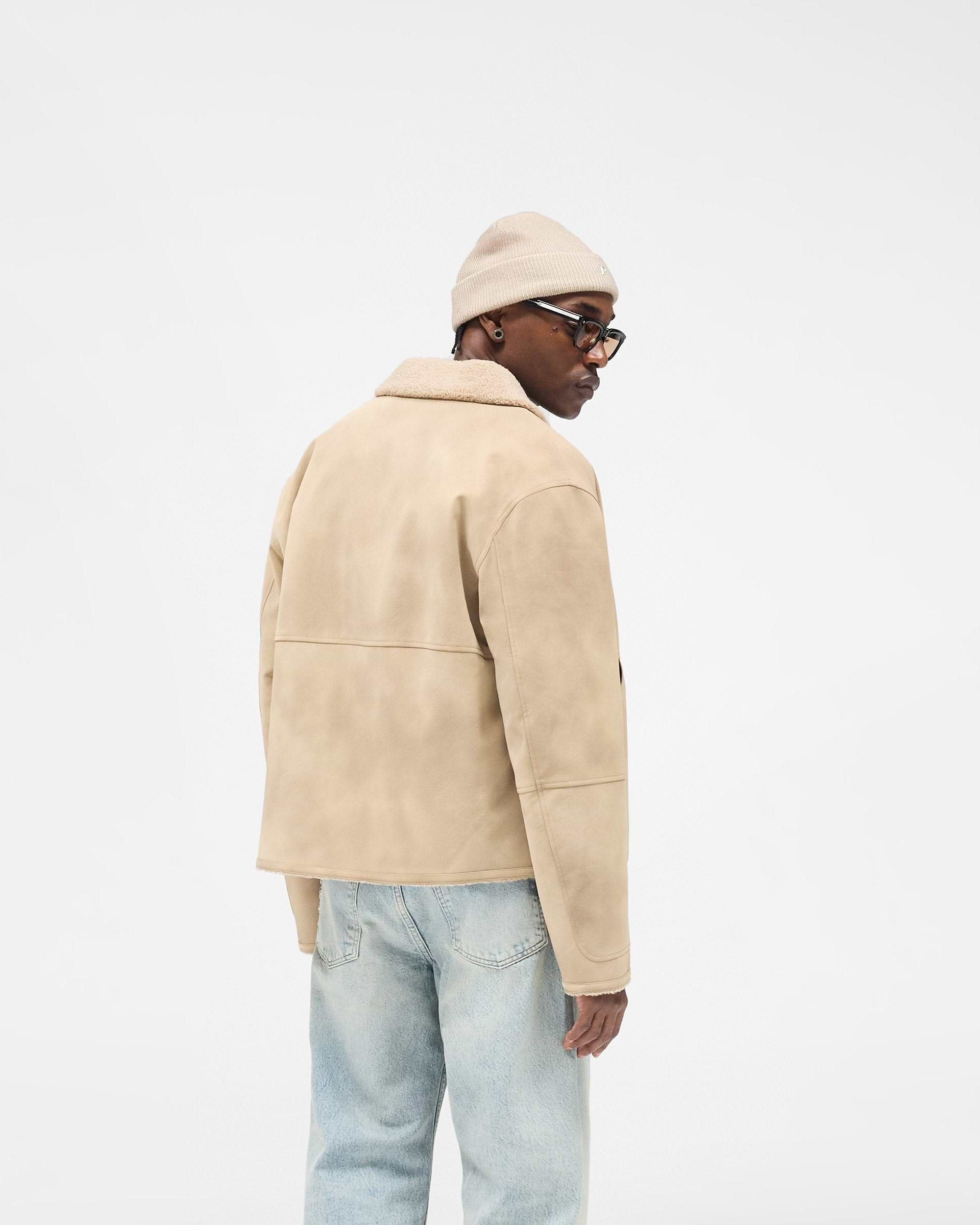 Faux Shearling Jacket - Cafe