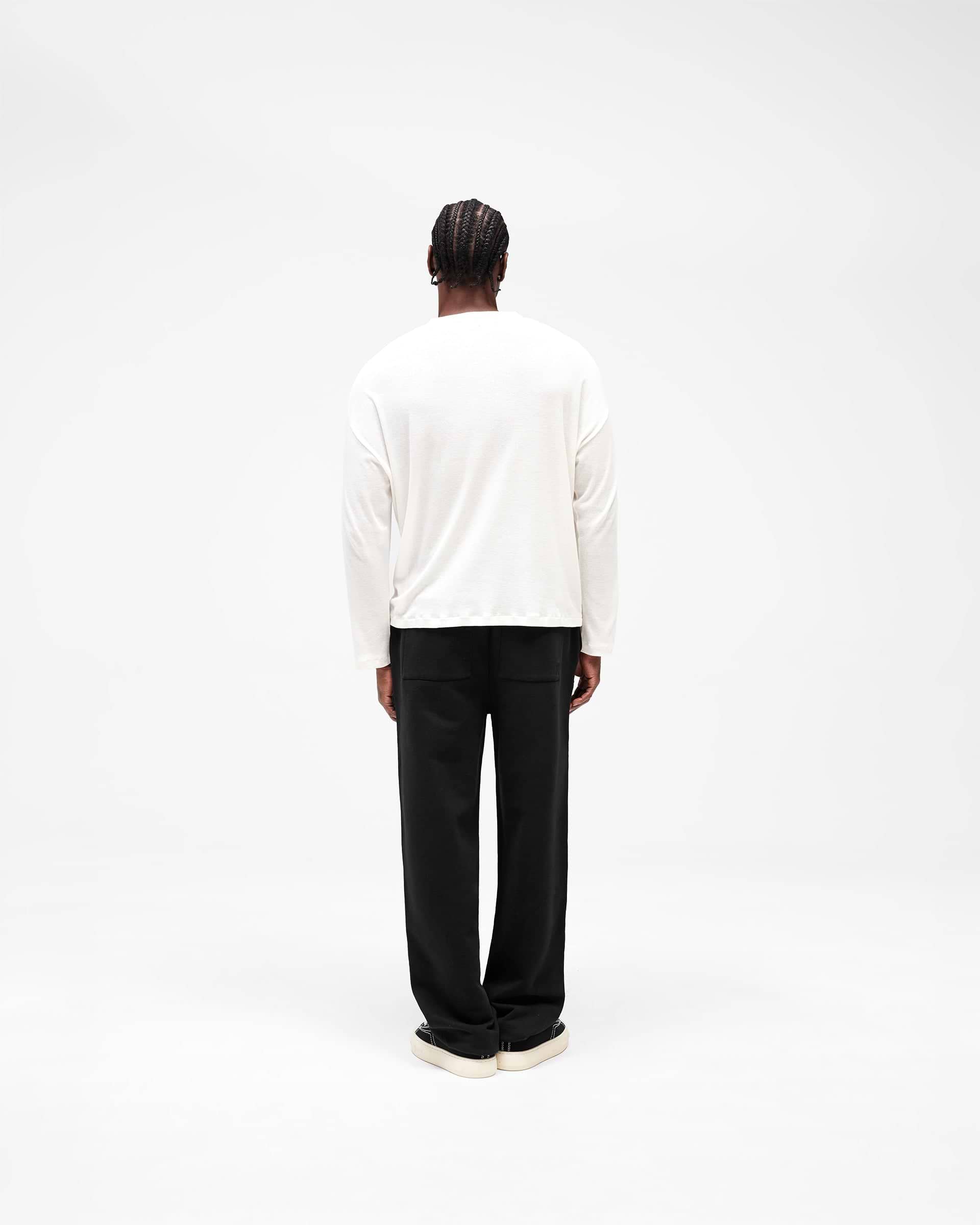 Initial Wide Leg Cuffed Sweatpant - Jet Black