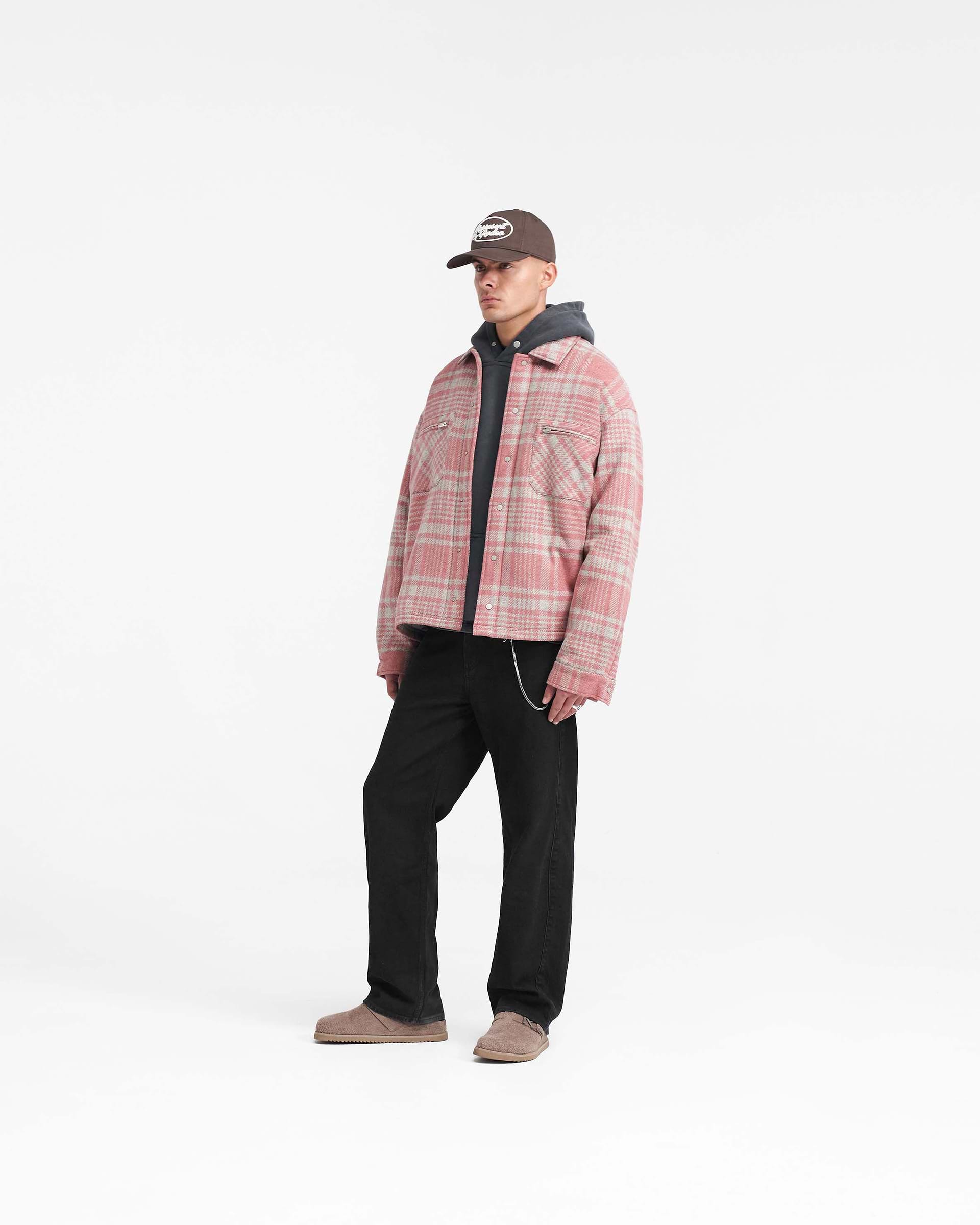 Quilted Flannel Shirt - Rosa Grau Kariert
