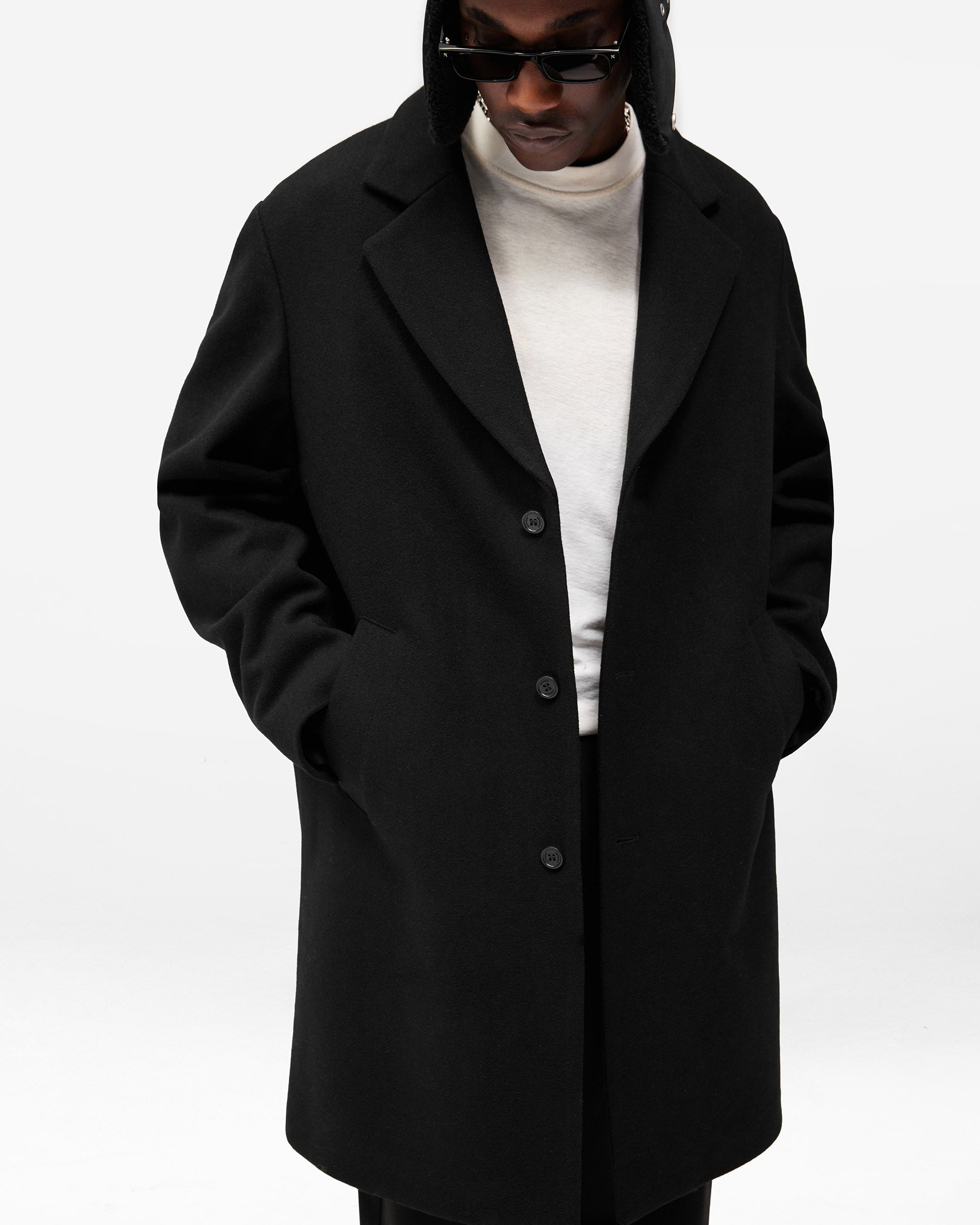 Relaxed Overcoat - Jet Black