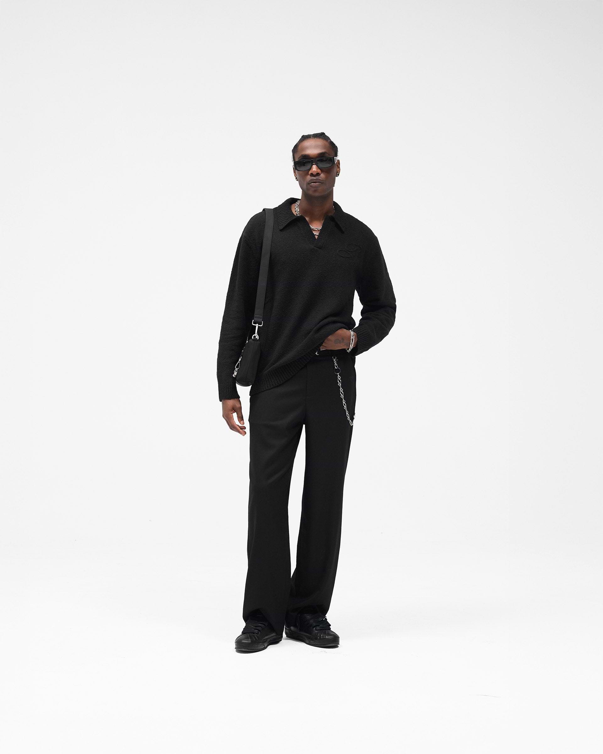 Knitted Polo - Jet Black
