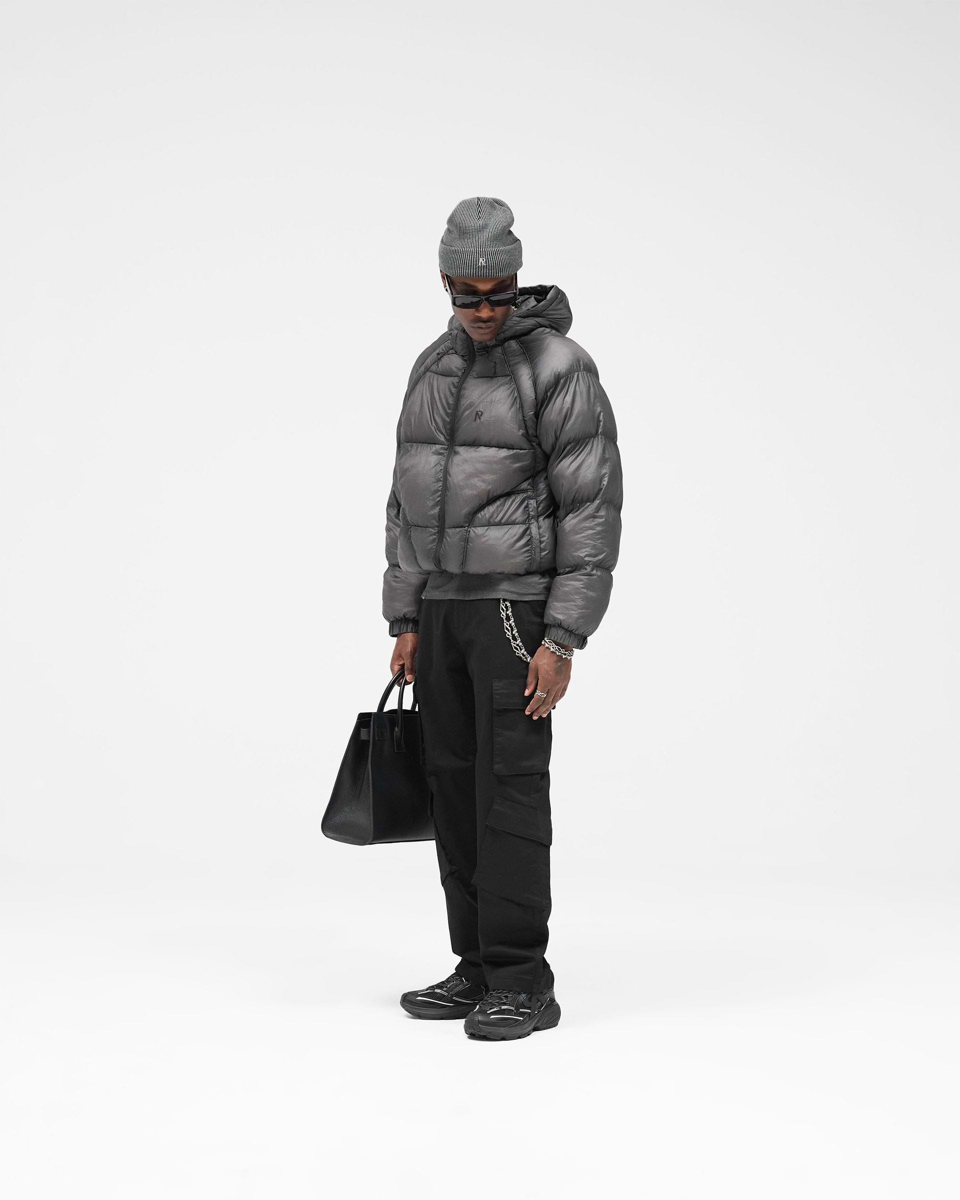 Translucent Hooded Puffer - Washed Black