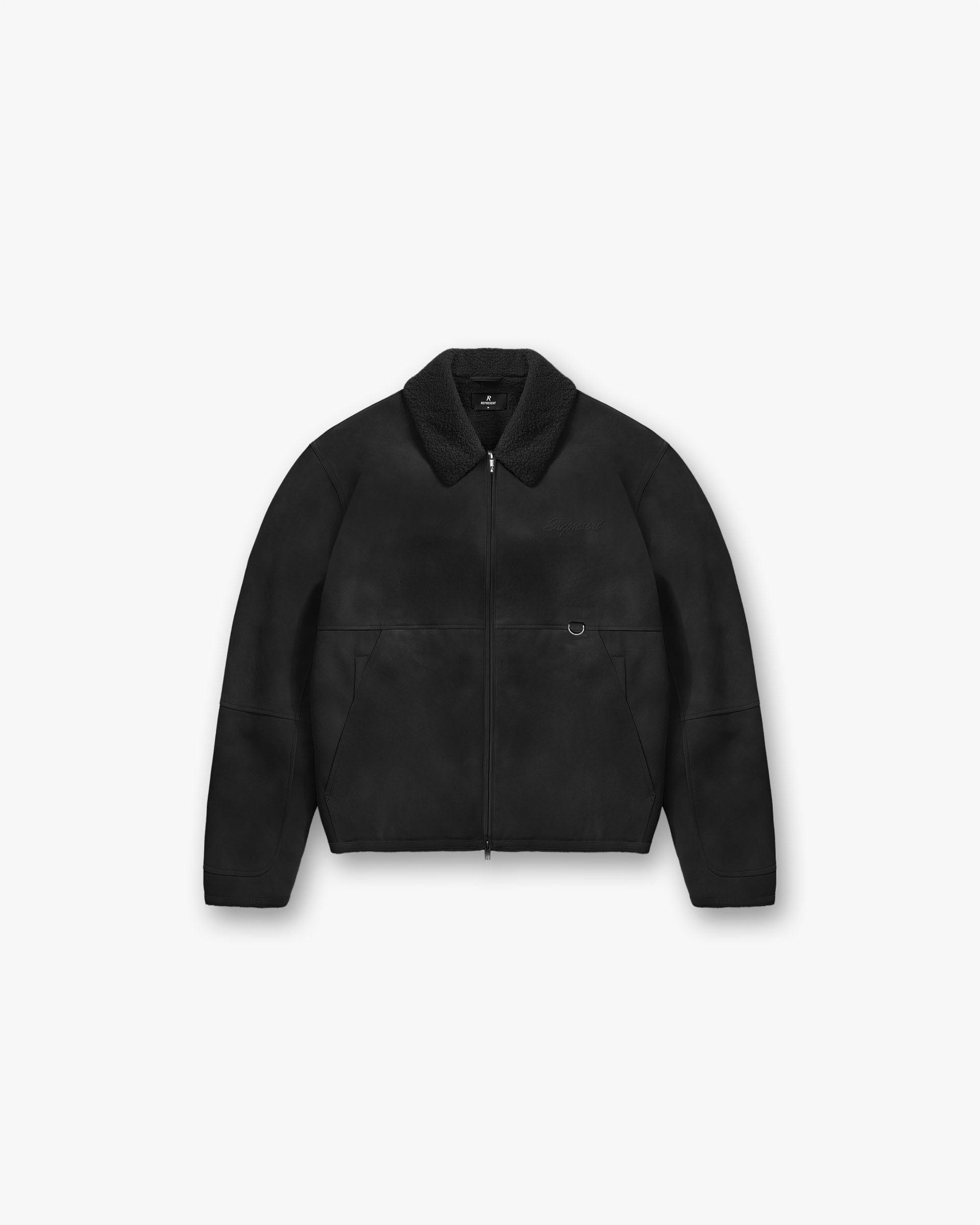 Faux Shearling Jacket - Jet Black