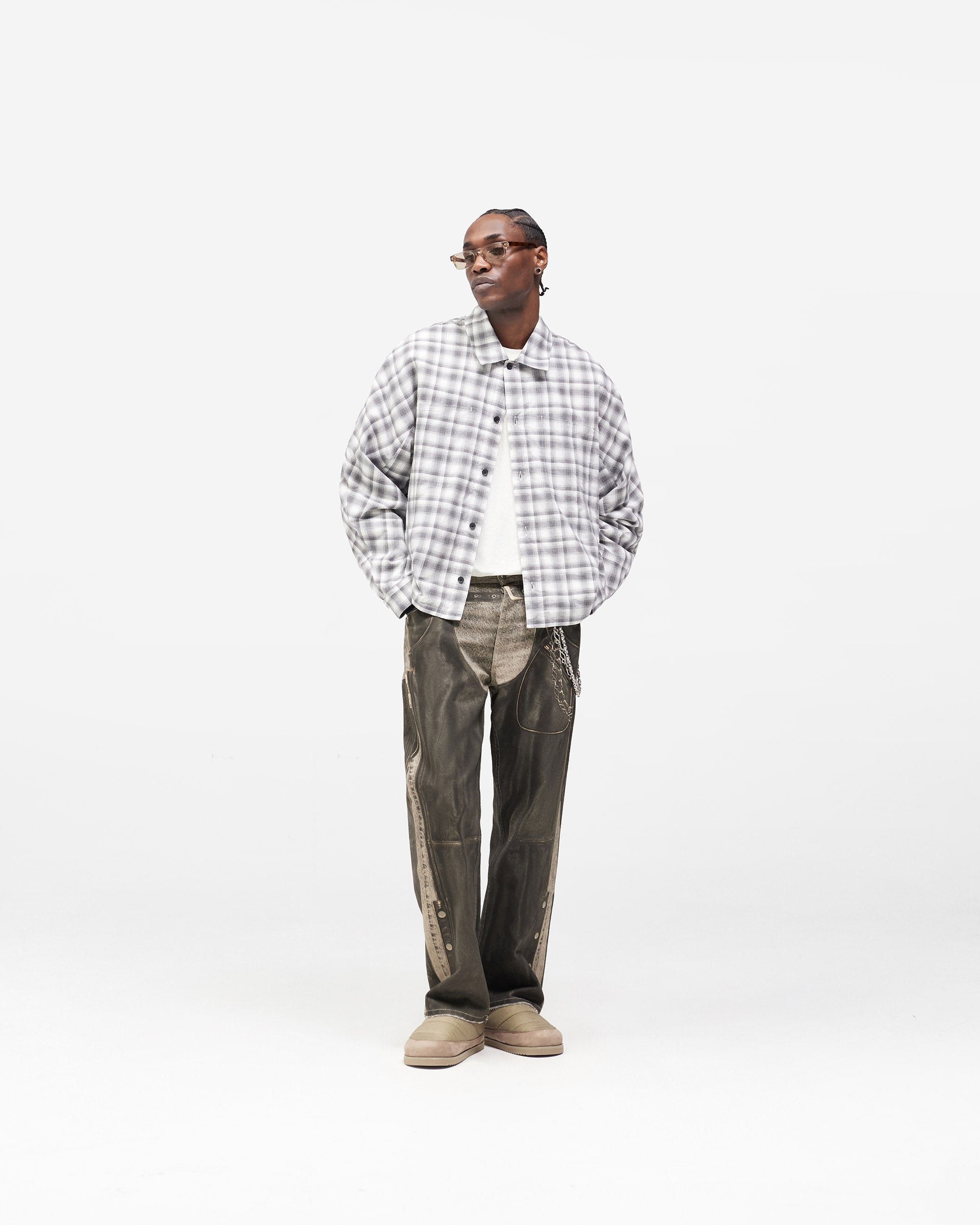 Arch Flannel Shirt - Flat White Jet Black