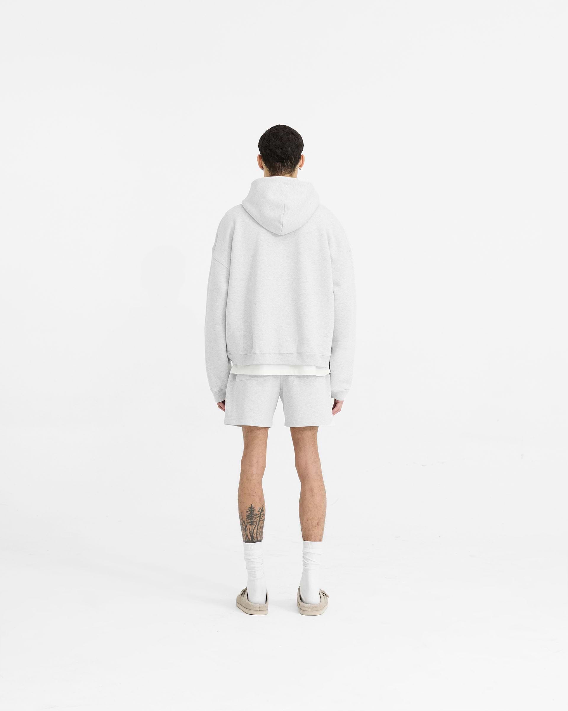 Initial Boxy Zip Through Hoodie - Gris Hielo Jaspeado