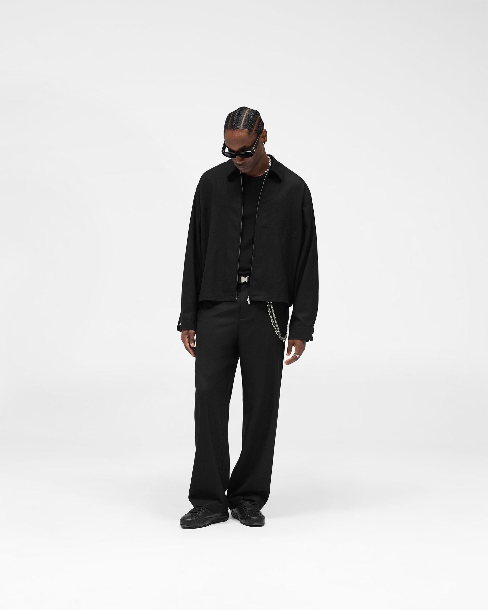 Zip Up Wool Overshirt - Jet Black