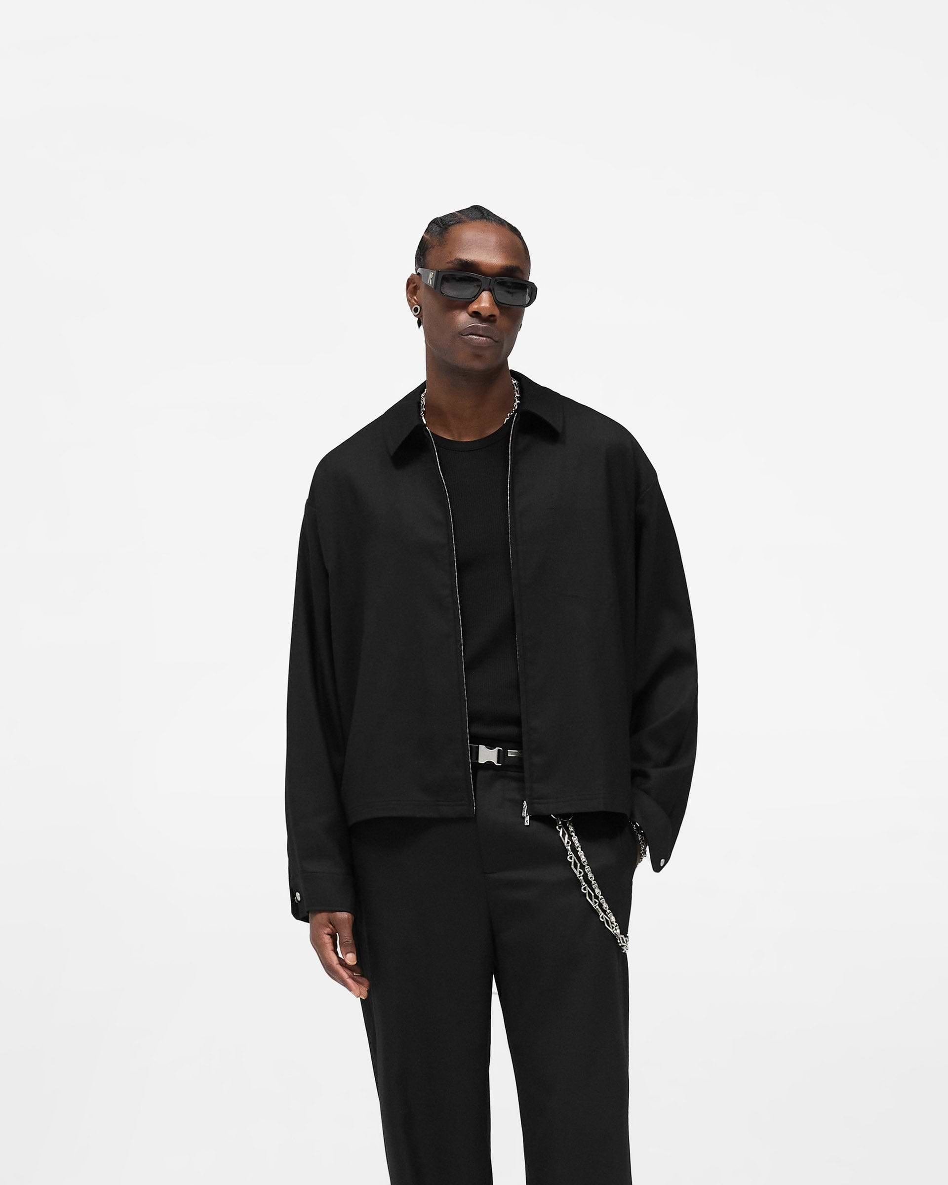 Zip Up Wool Overshirt - Jet Black