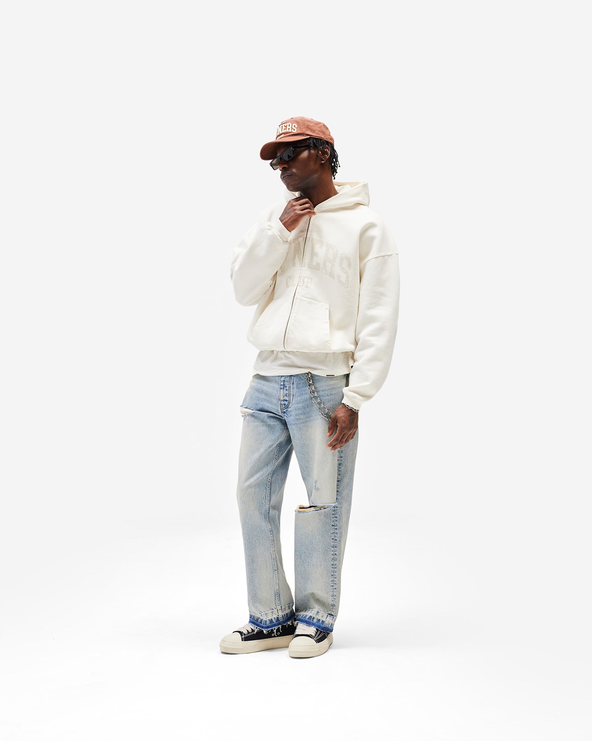 Represent Owners Club Zip Through Hoodie - Chalk