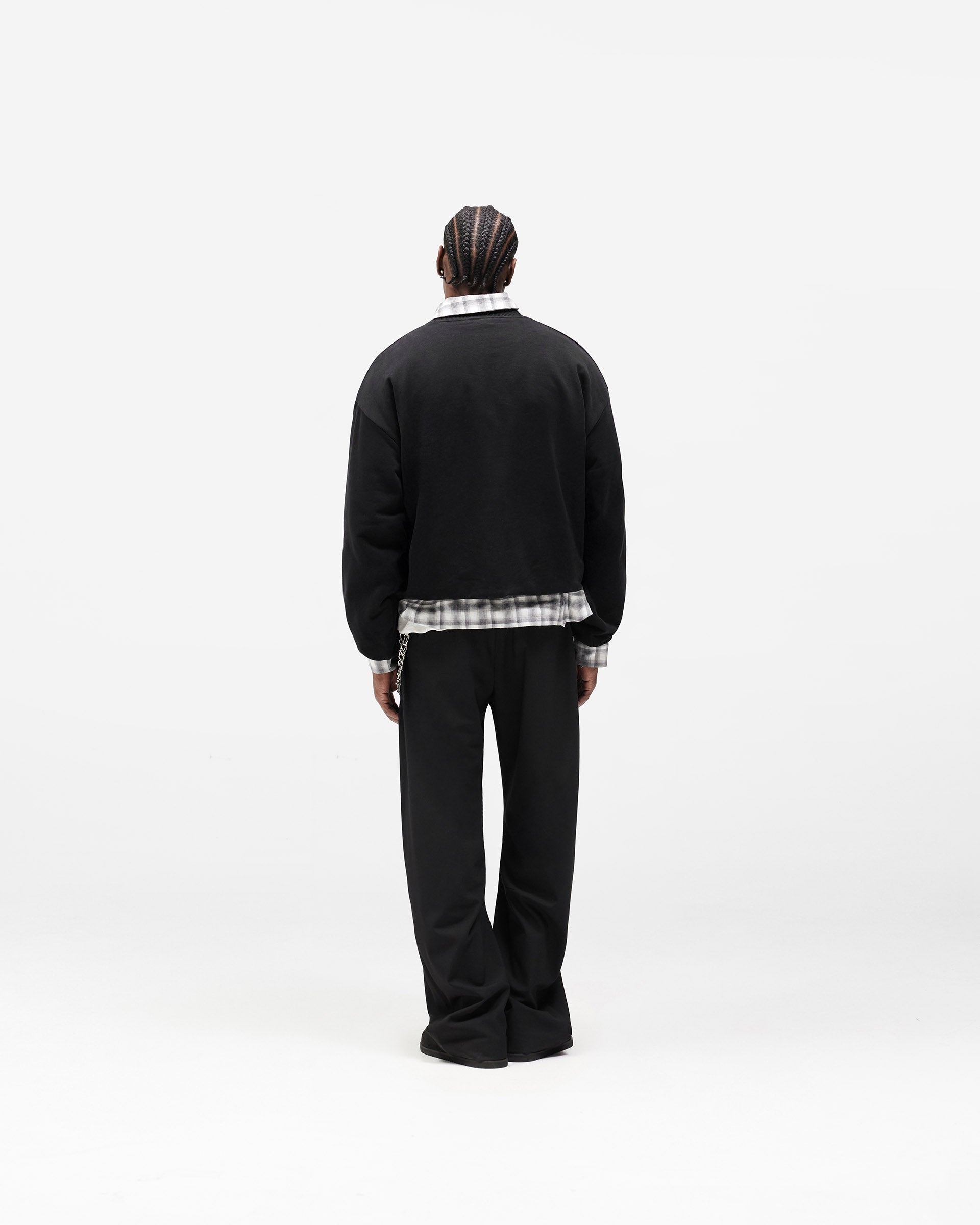 Dual Layer Script Sweater - Jet Black