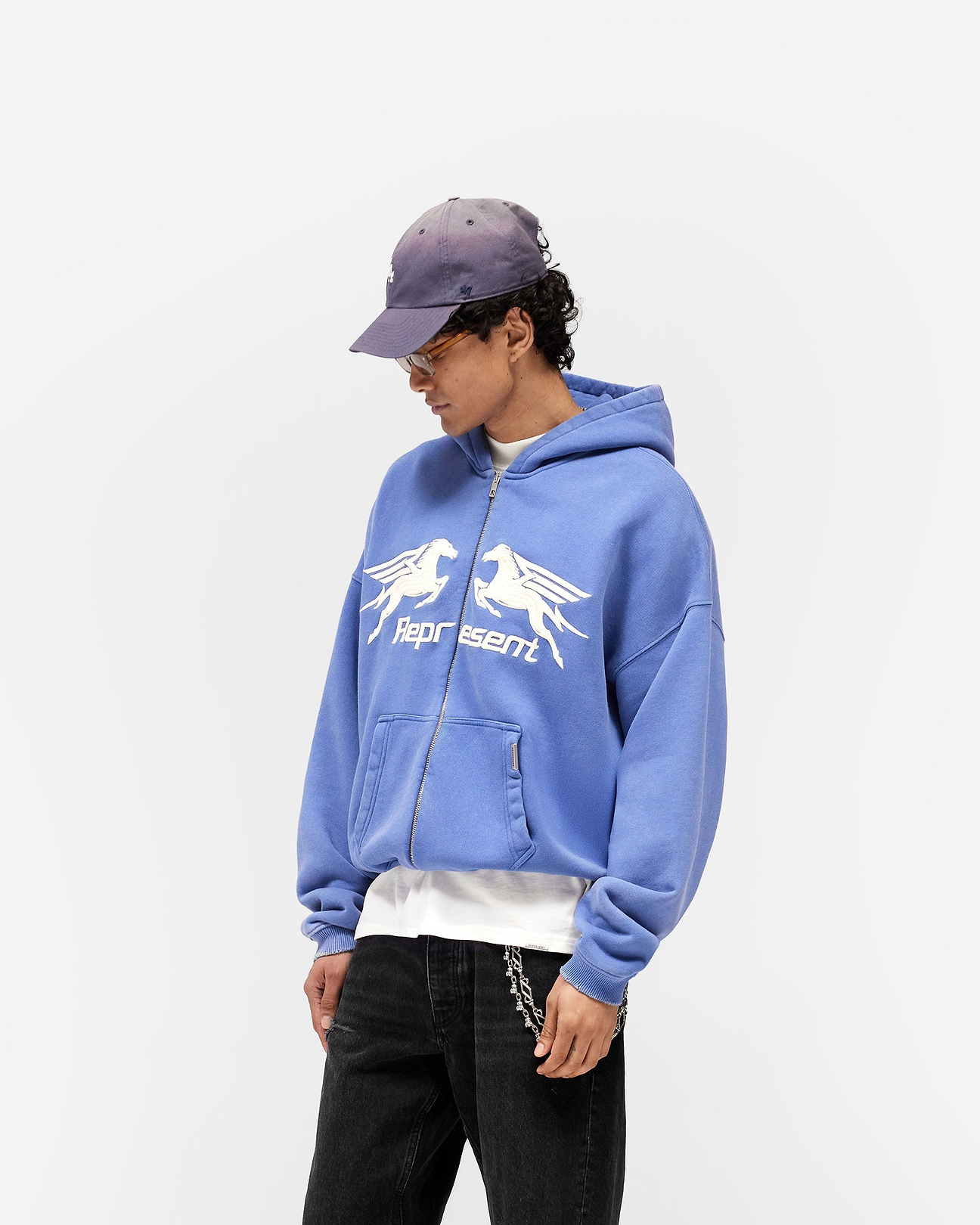 小物 downmuffer INDIGO P.W.(N.D) DK.INDIGO Pegasus Zip Through Hoodie Indigo | Cotton Hoodies | REPRESENT