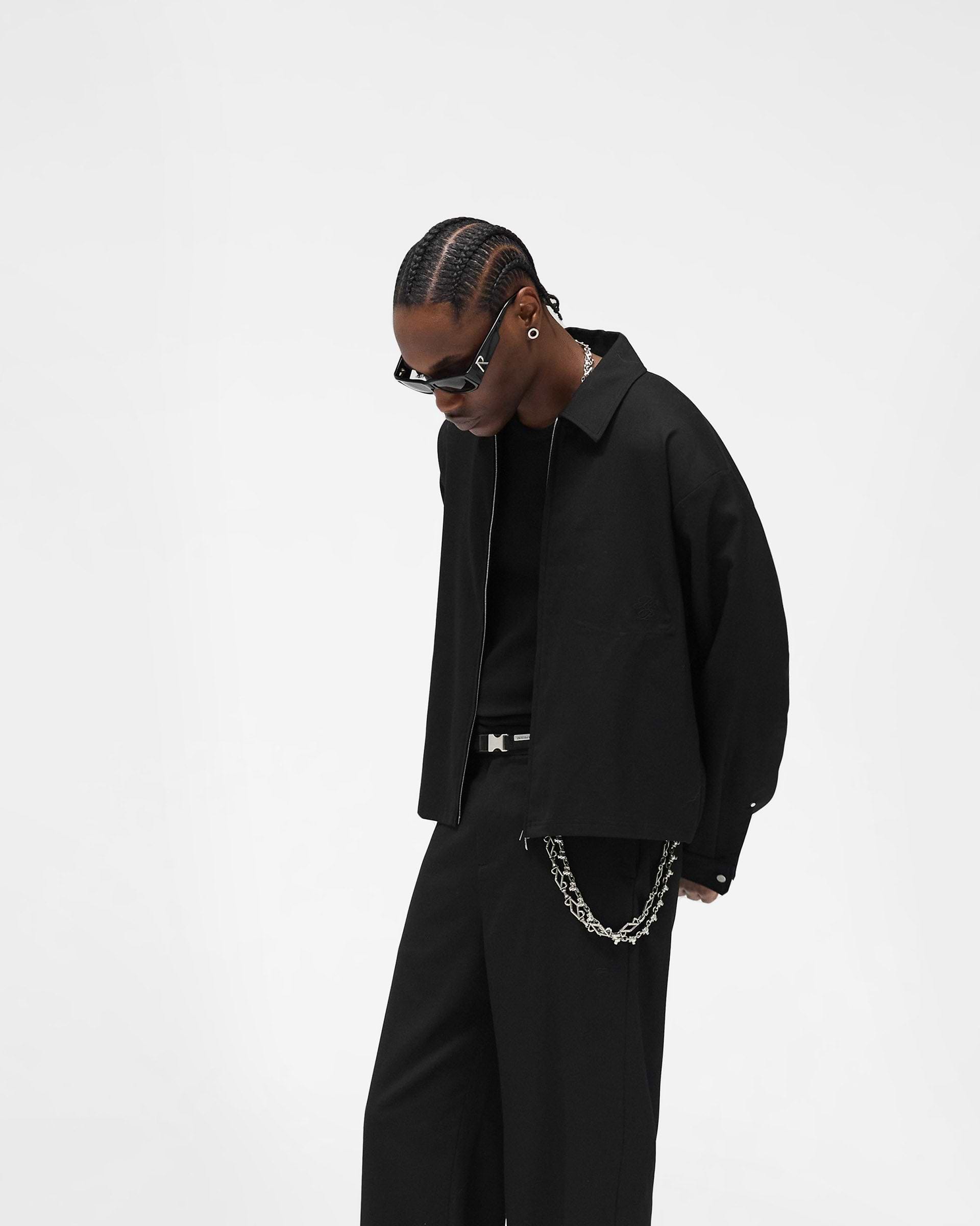 Zip Up Wool Overshirt - Jet Black