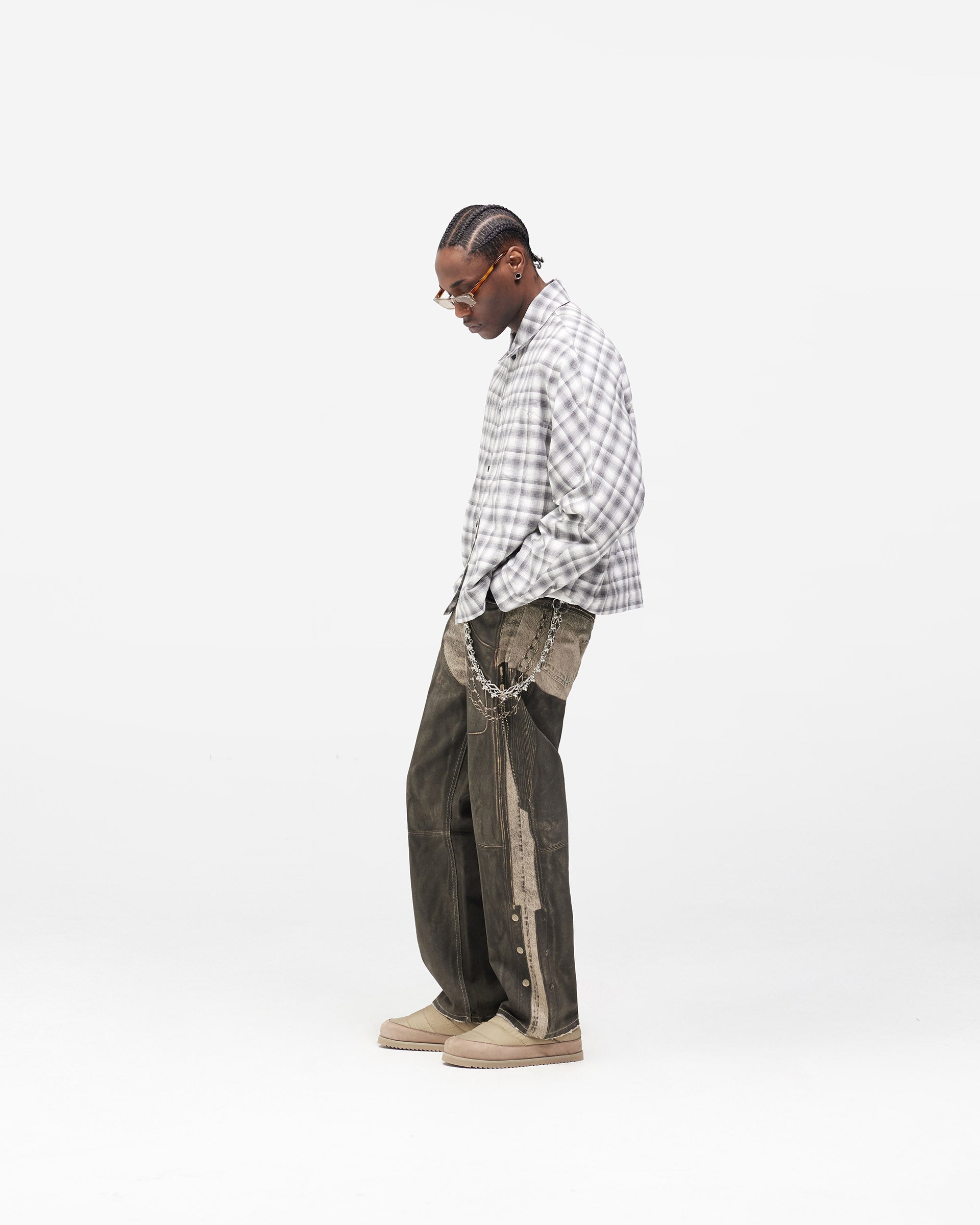 Arch Flannel Shirt - Flat White Jet Black