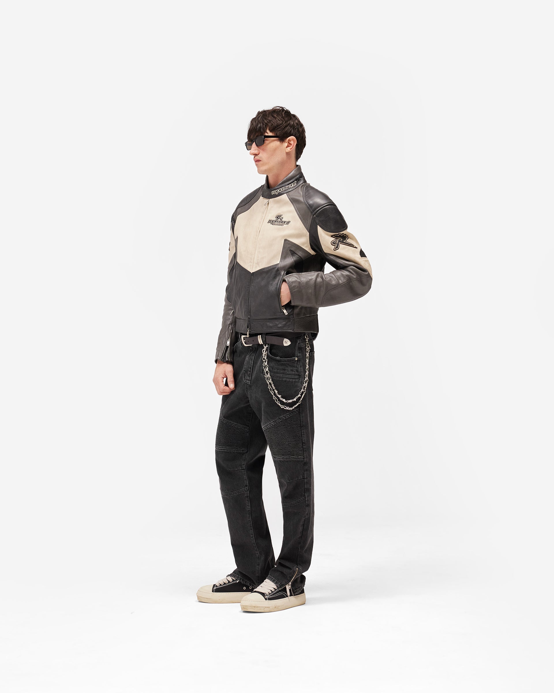Represent X Belstaff Leather Race Jacket - Black