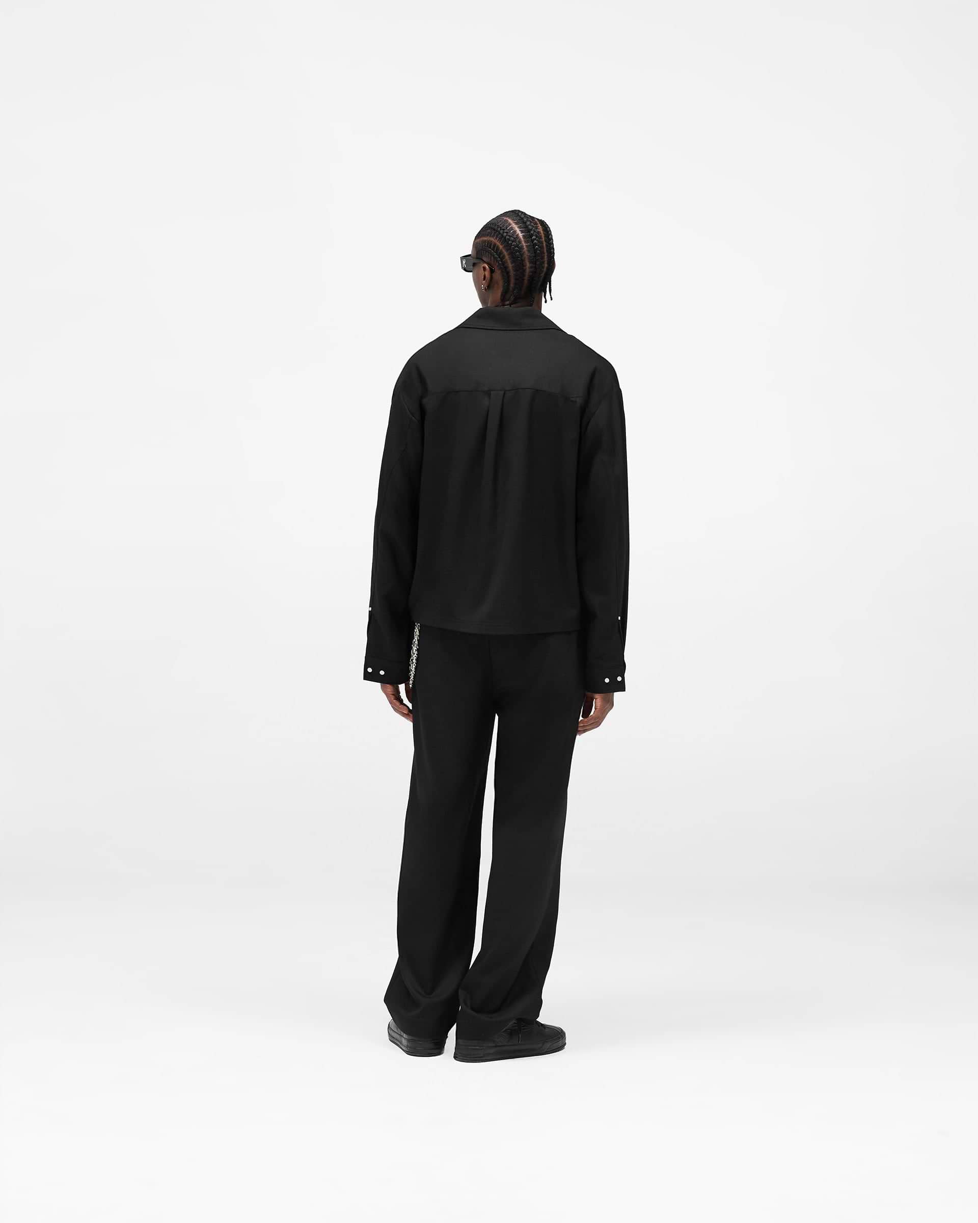 Zip Up Wool Overshirt - Jet Black