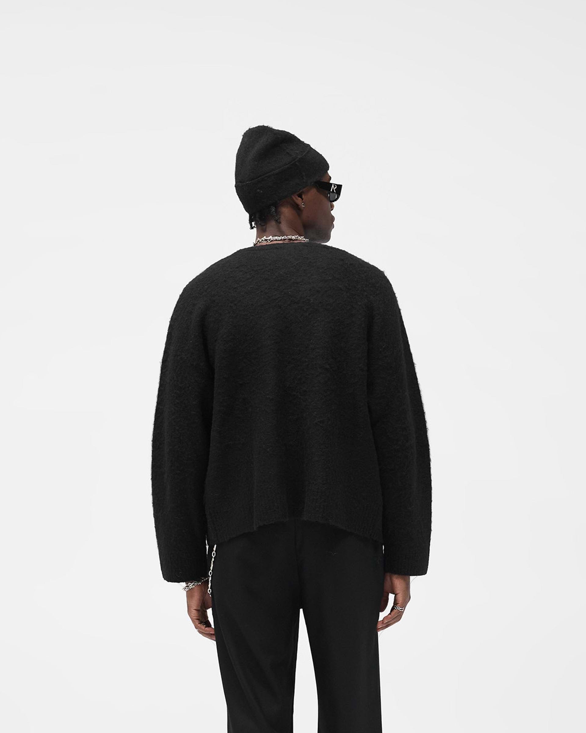 Textured Knit Cardigan - Jet Black