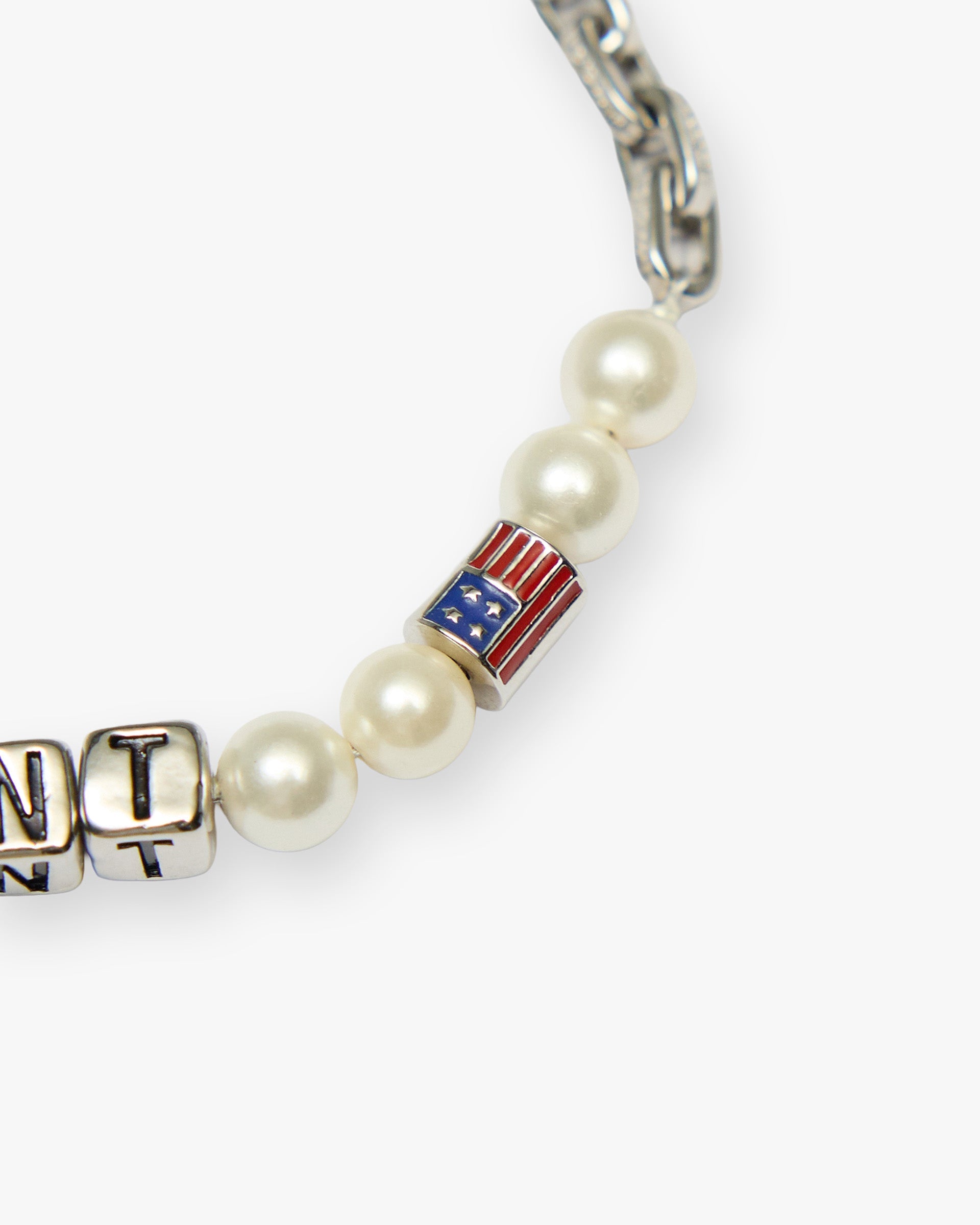 Beaded Represent Bracelet - Silver