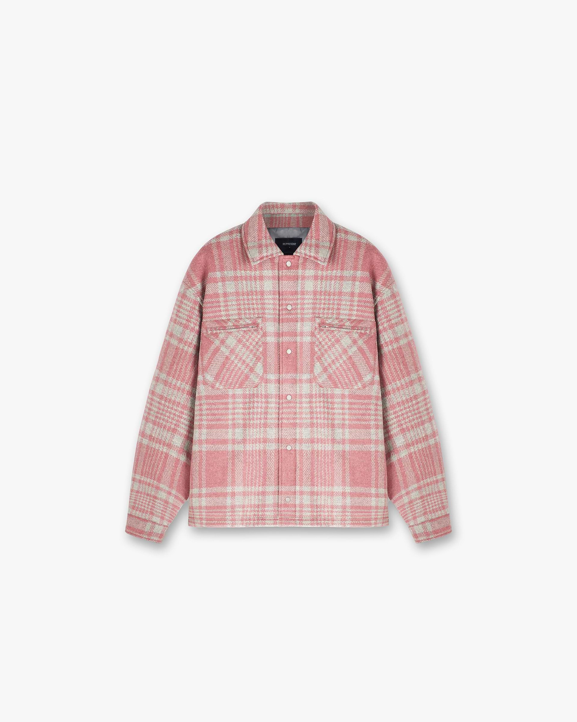 Quilted Flannel Shirt - Rosa Grau Kariert